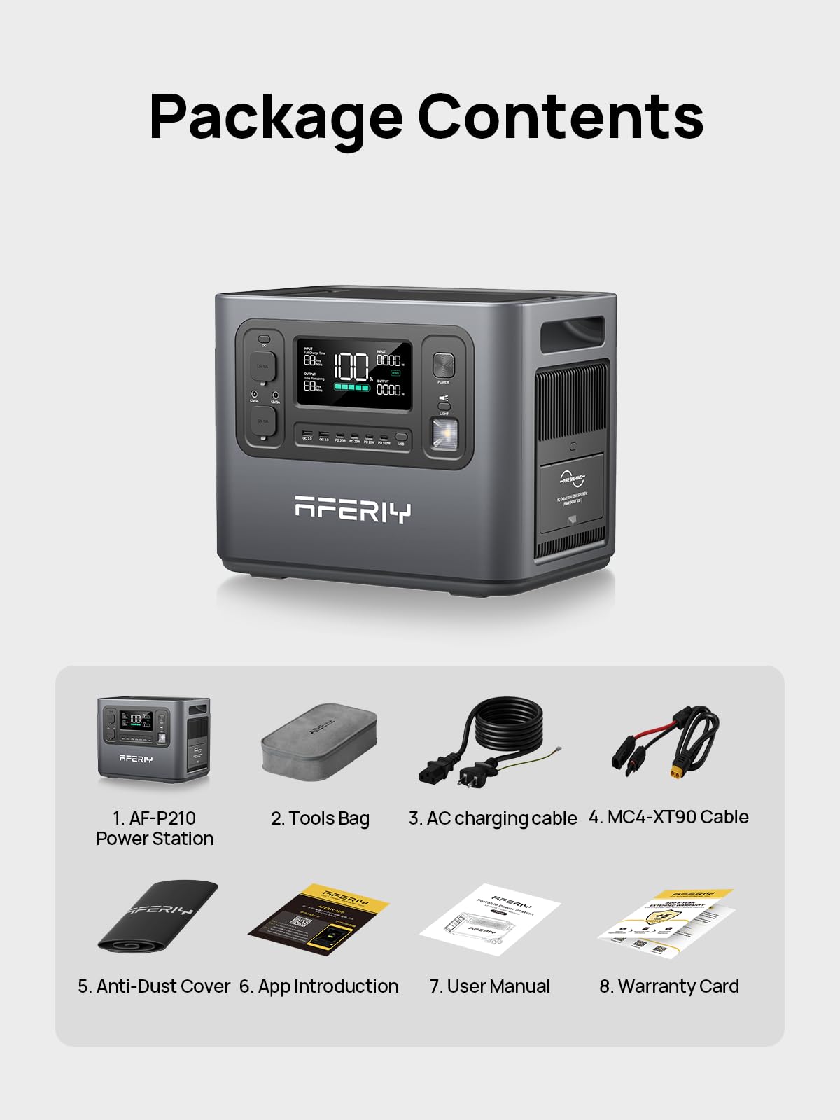 Aferiy P210 Portable Power Station 2400W 2048Wh Black Grey