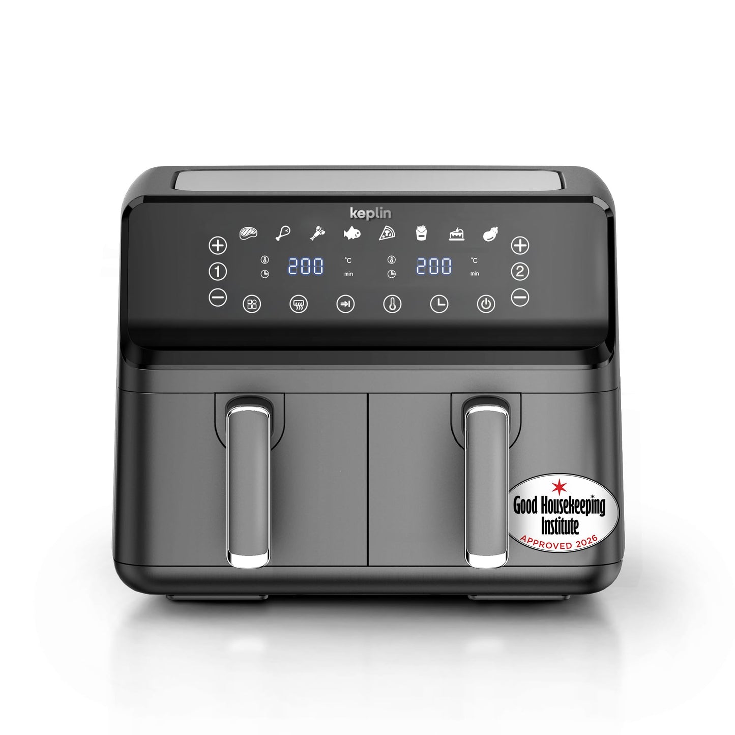 Keplin 9L Dual Zone Air Fryer - 2700W 8-in-1 Cooker Black