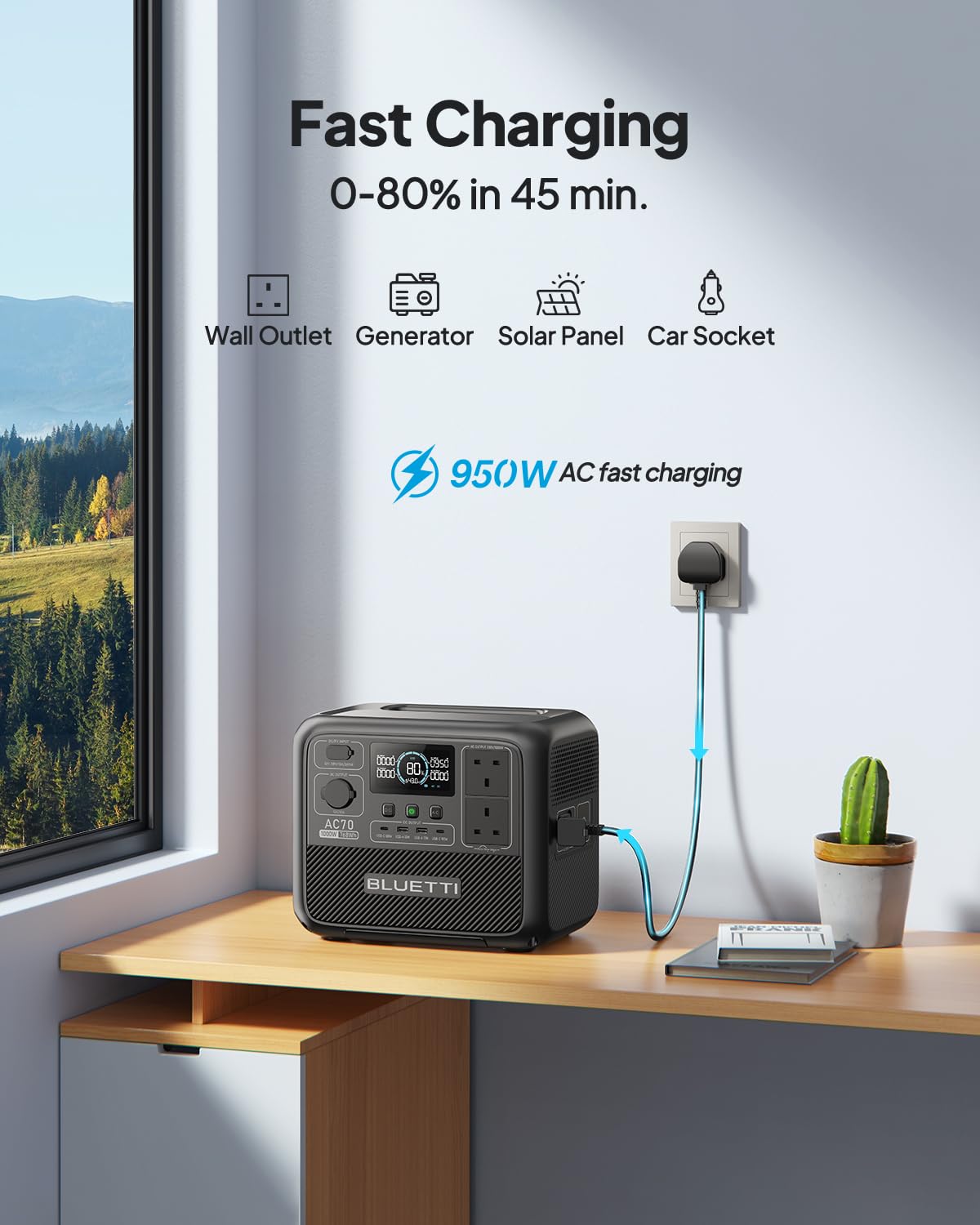 Bluetti AC70 Portable Power Station 768Wh Black