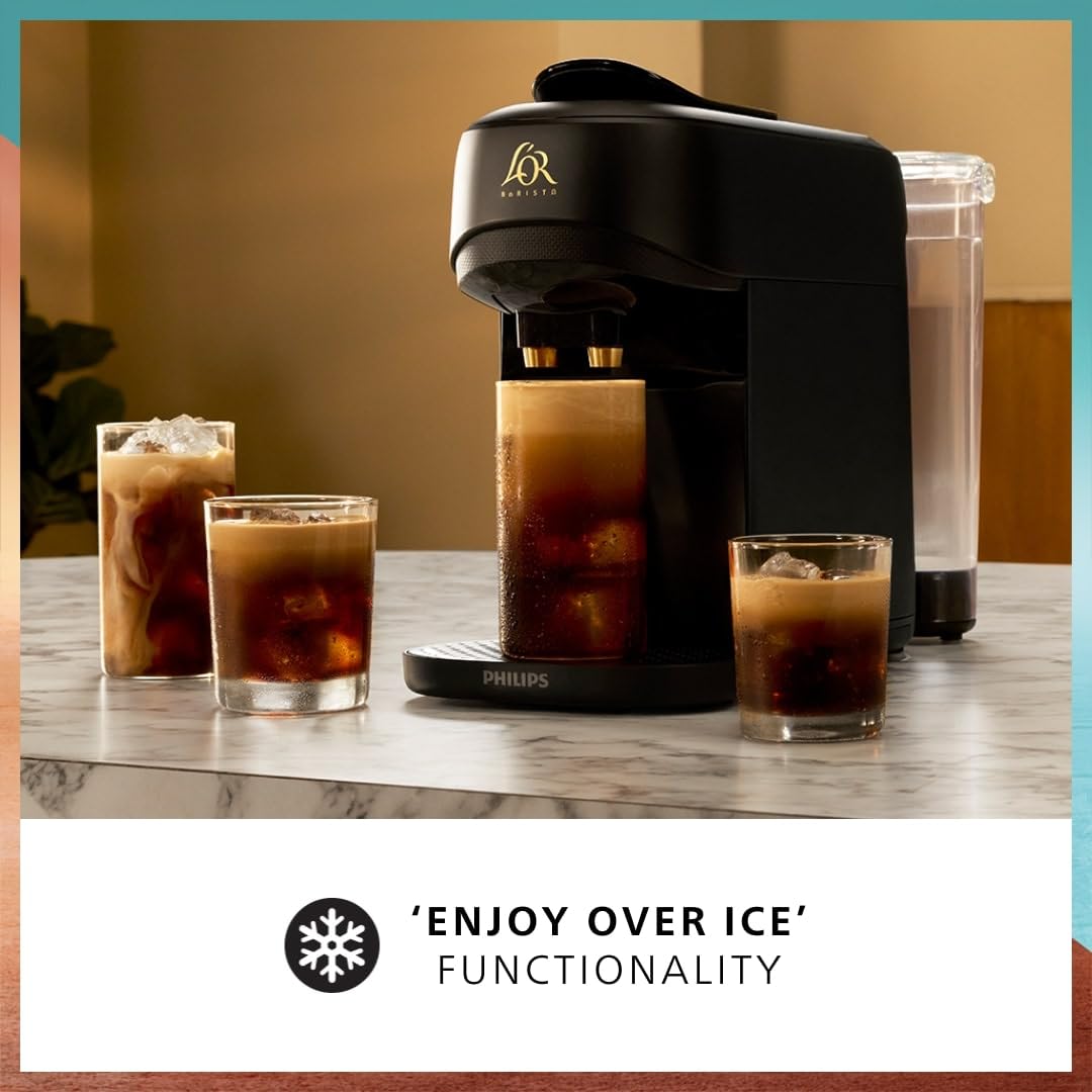 Philips L’OR BARISTA Absolu Capsule Coffee Machine – 19 Bar System, Dual Capsule Recognition, Enjoy Over Ice, Intensity Boost, XXL Capsules Compatible, Satin White (LM9512/00)