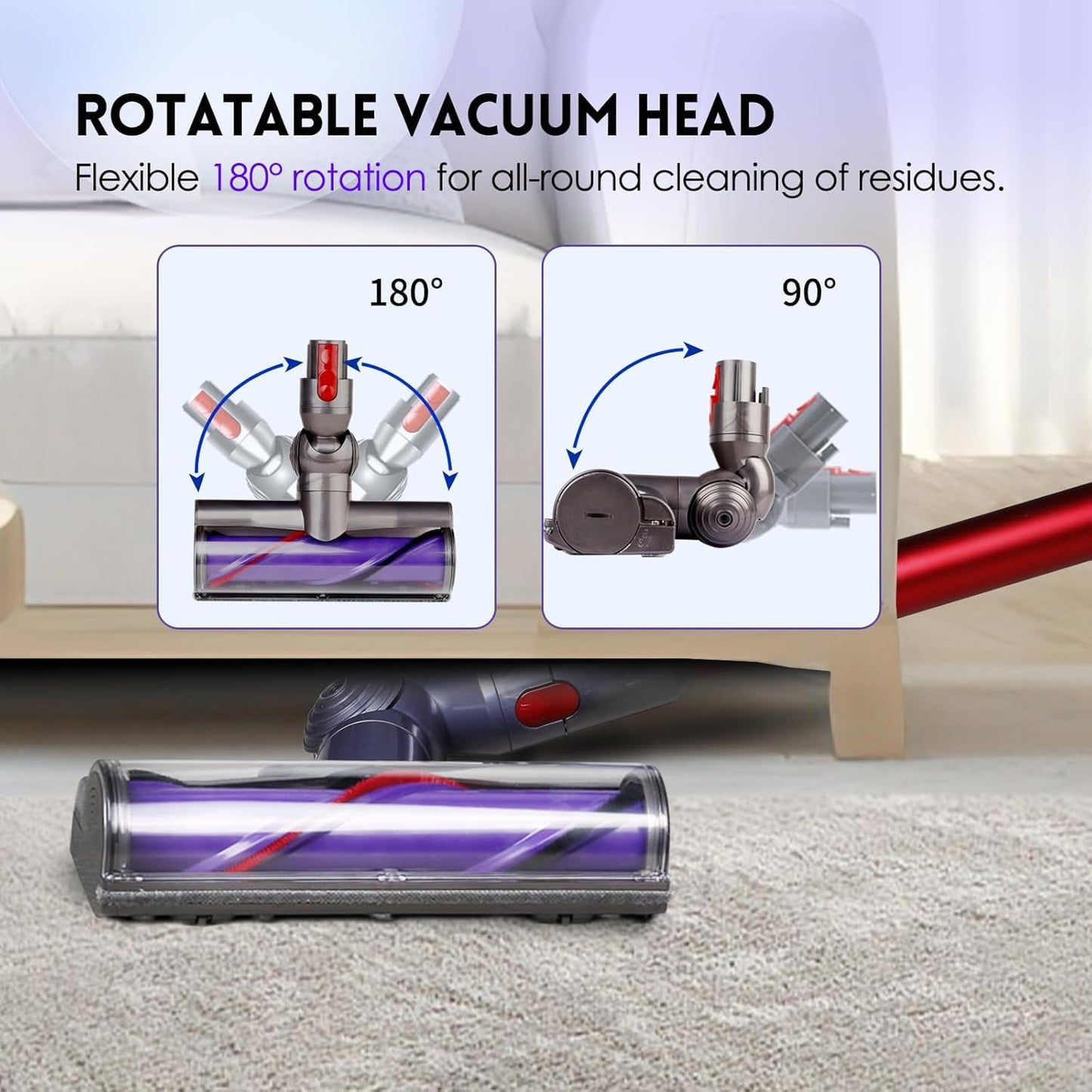 Quick-Release Motorhead Cleaner for Dyson V7 V8 V10 V11 V15 Vacuum Cleaner Head SV10 SV11 SV12 SV14 Replacement Part Electric Head for Hardwood Floor Carpets Replacement Part 967483-04