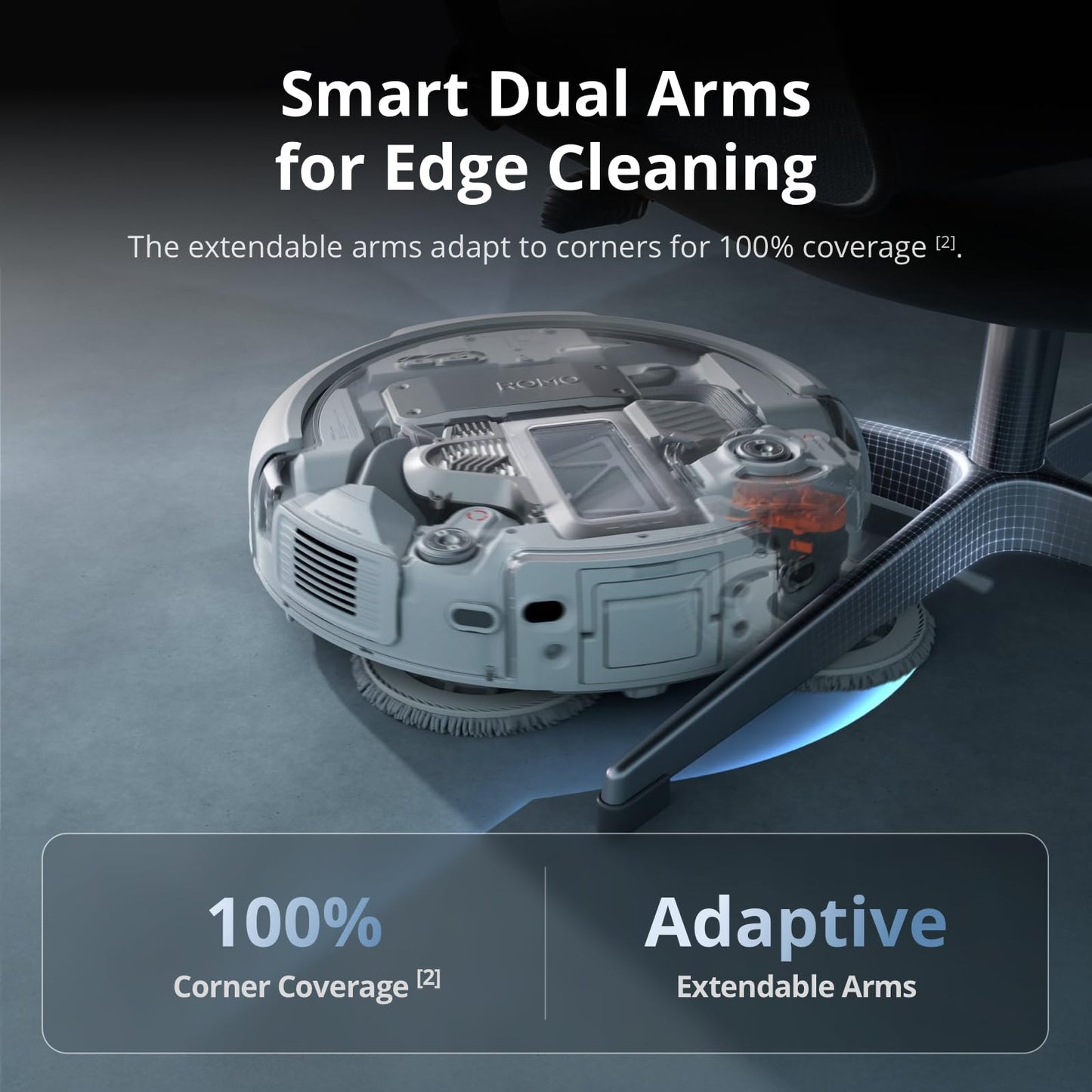 DJI ROMO P Robot Vacuum Cleaner and Mop With Transparent Design, 25,000 Pa Suction, Drone-Level Sensing, Dual Robotic Arms, 200-Day Maintenance-Free Operation, Customizable Mopping Solutions