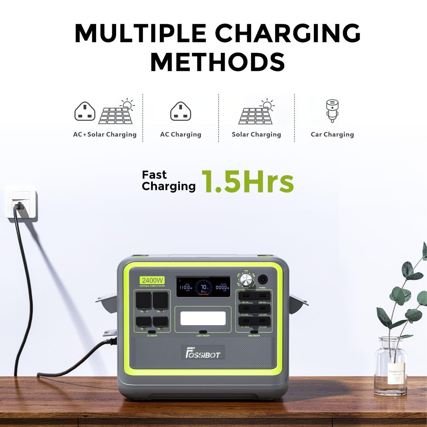 FOSSiBOT F2400 Portable Power Station 2048Wh Green