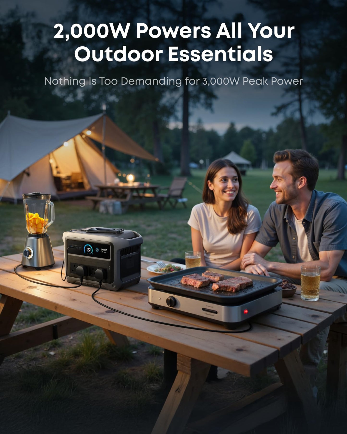 Anker SOLIX C1000 Gen 2 Portable Power Station with IP54 Carry Bag, 2000W (Peak 3000W) Solar Generator, 1024Wh LiFePO4, Fast Charge 100% in 49 Min, 10ms UPS, for Home Backup, Camping & Emergency