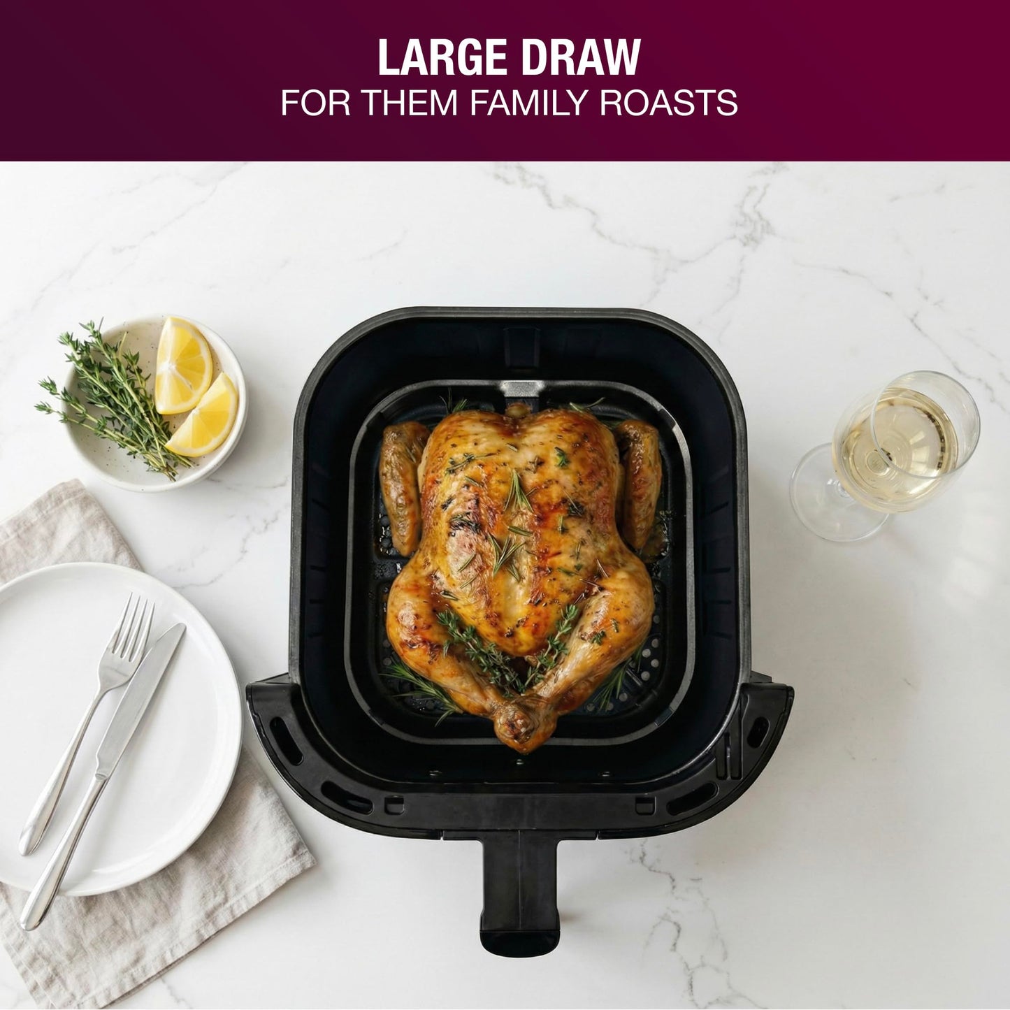 Andrew James 6L Digital Air Fryer, 1600W 10-in-1 Airfryer, Small Air Fryer for Home, Air Fry, Bake, Roast & Grill, LED Touch Display, Rapid Airflow, Non-Stick, Dishwasher Safe