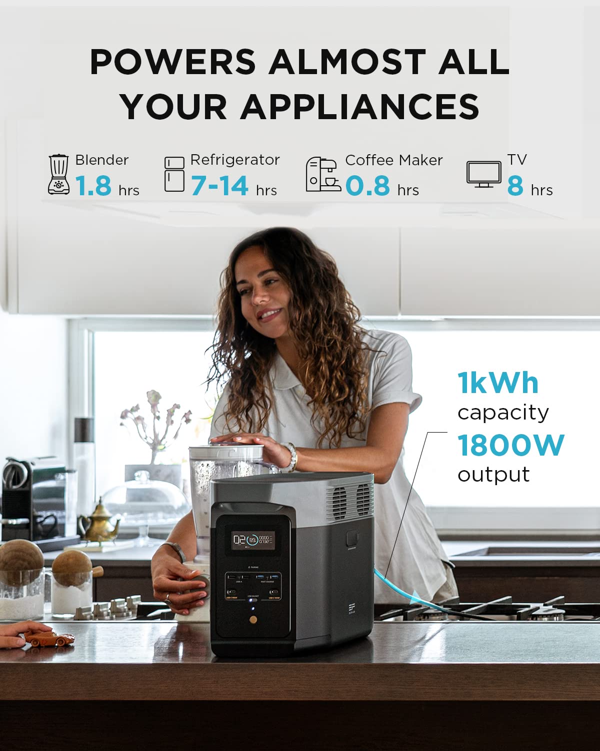 EcoFlow DELTA 2 Portable Power Station - Black 1kWh LFP