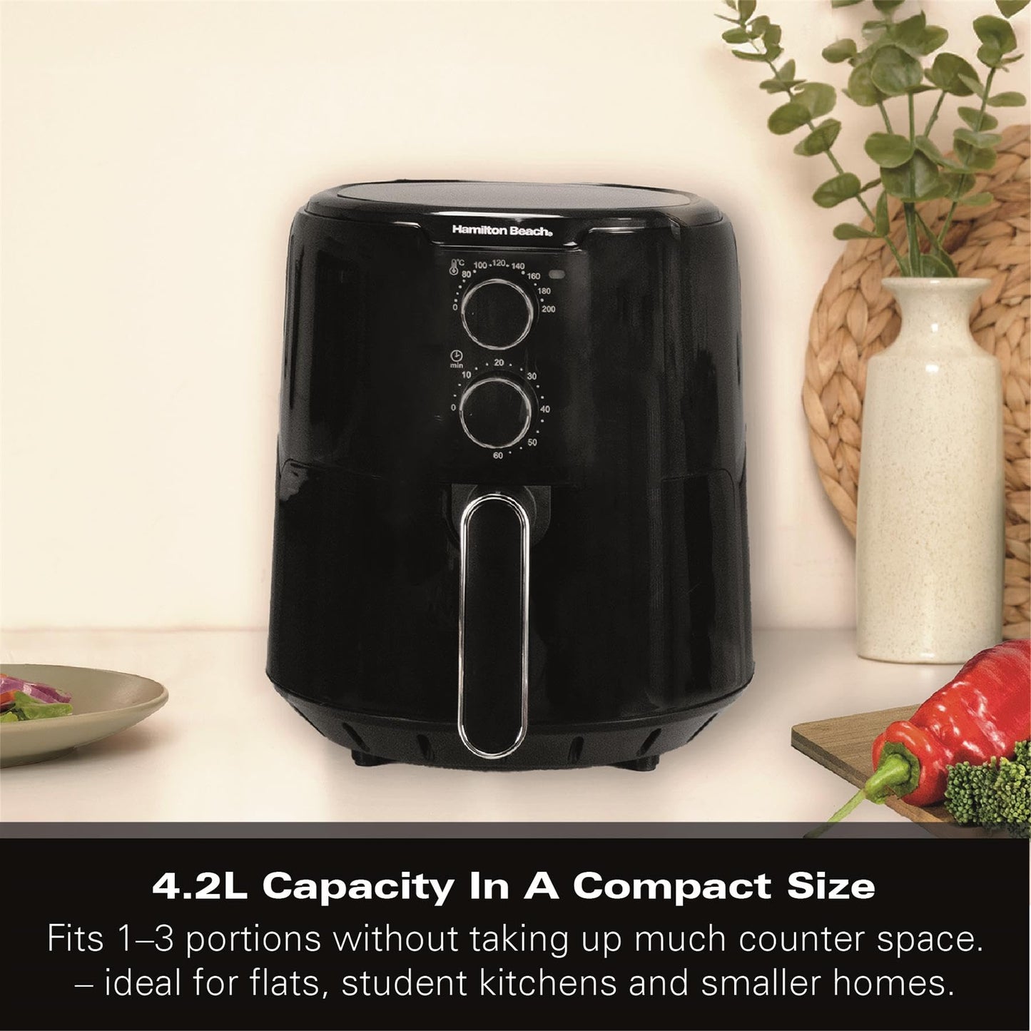 Hamilton Beach SimpliFry 4.2L Air Fryer - Black HB4001