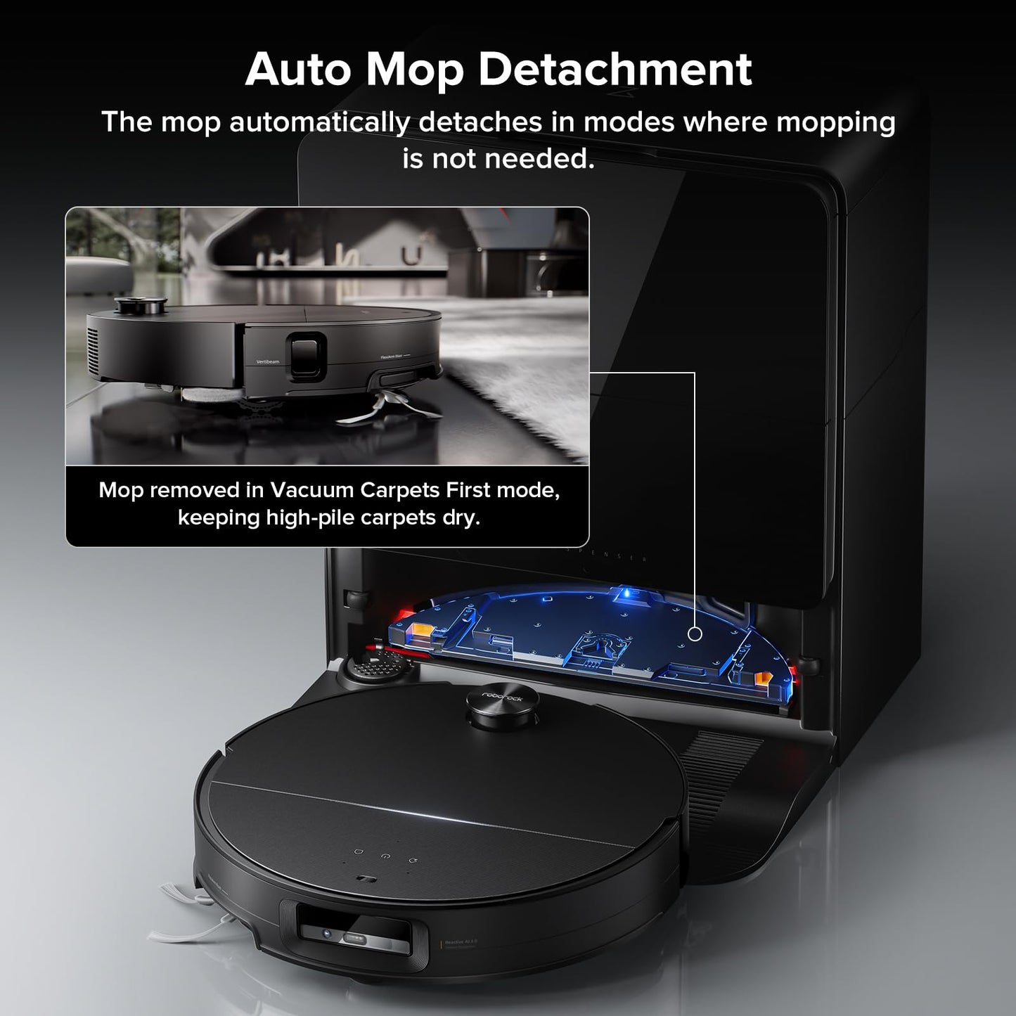 Roborock Saros 10 Slim Robot Vacuum and Mop - Black