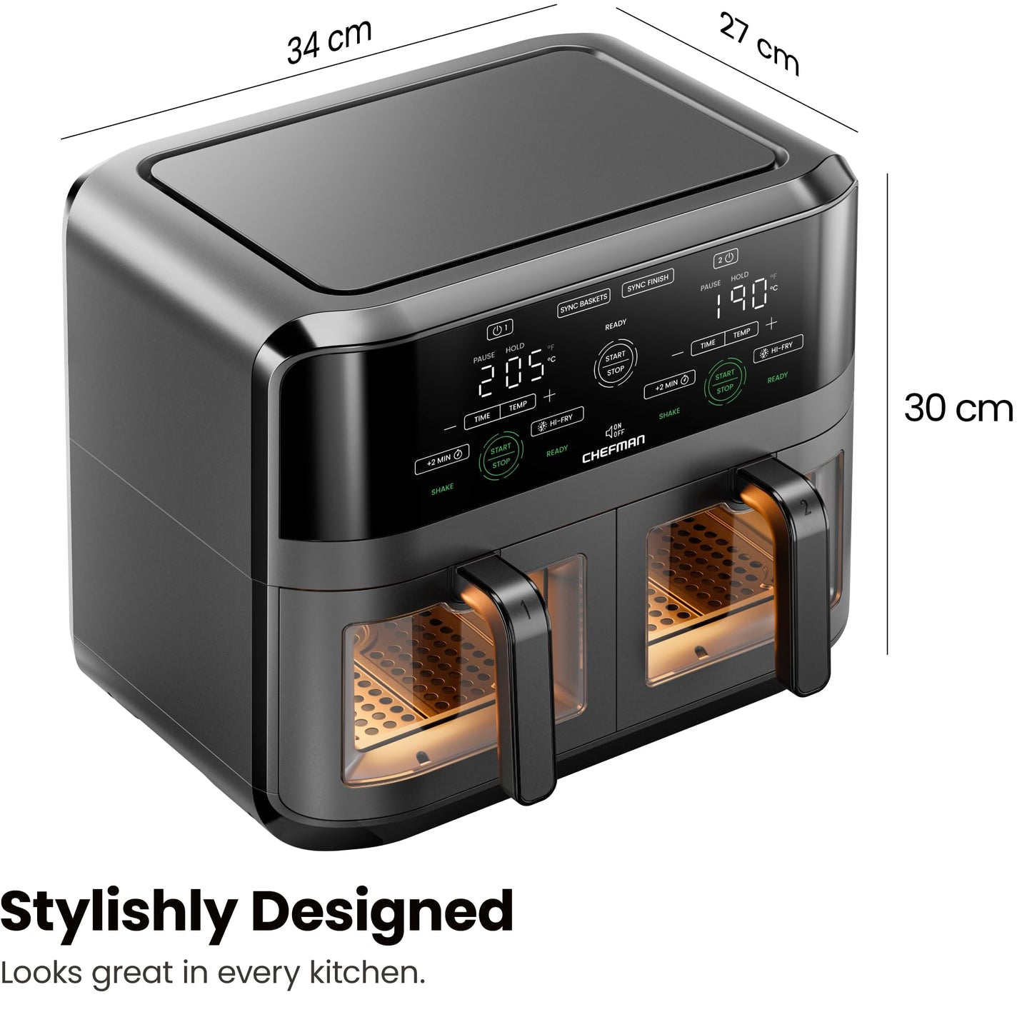 Chefman 5.6L Dual Air Fryer Oven - Black