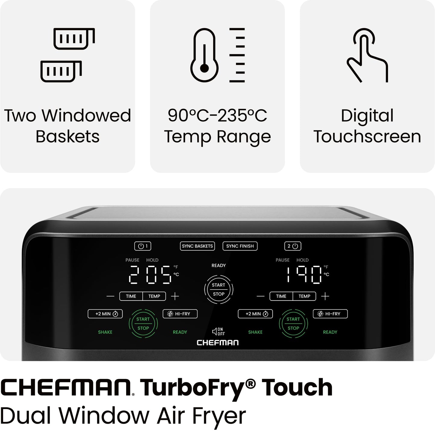 Chefman 5.6L Dual Air Fryer Oven - Black