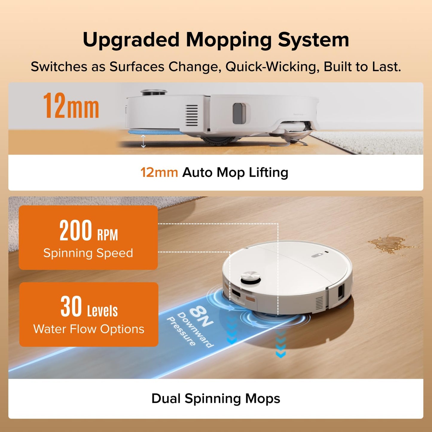 roborock Qrevo Edge 2 Robot Vacuum Cleaner with Mop, 25,000 Pa HyperSuction, Zero-Tangle, 3.14" Ultra-Slim, AI Obstacle Avoidance, FlexiArm Technology, 80ยฐC Hot-Water Mop Washing & Dock Self-Cleaning