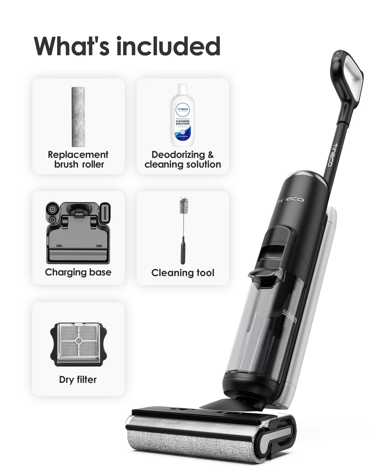 Tineco Floor ONE S6 Cordless Wet Dry Vacuum Floor Cleaner Washer Mop All-in-One for Hard Floors, LED Display, Long Runtime, Dual-Sided Edge Cleaning, Self-Cleaning