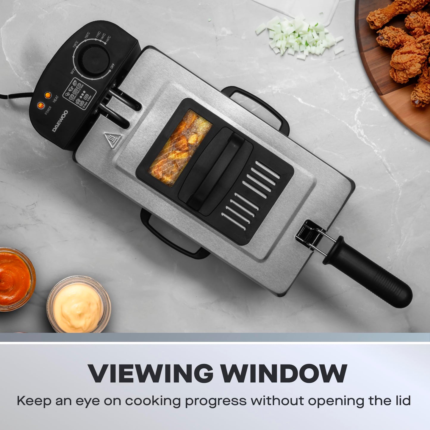 Daewoo SDA1550 3L Deep Fat Fryer 2000W - Silver