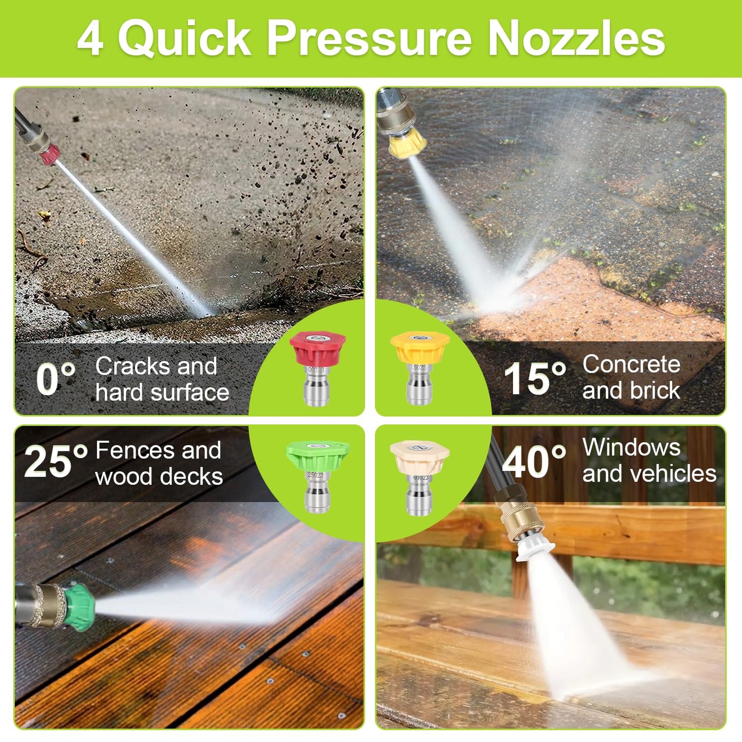 Pressure Washers, 2000W 160Bar 540L/H Jet Washers Pressure Washers with Foam Cannon, 4 Nozzles, 8M High-Pressure Hose, 6M Power Cord, Power Washer for Cars, Fences, Patios, Decks, Patios and Driveway