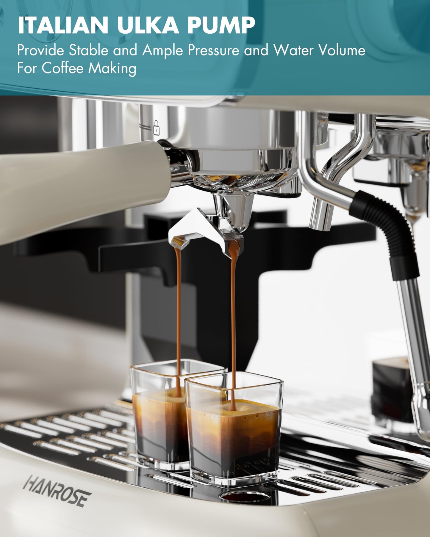 Hanrose Bean to Cup Espresso Machine - 20 Bar Espresso Machine with Grinder & Milk Frother Steam Wand, 15 Grind Settings, 2.5L Removable Water Tank, Professional Coffee Maker for Home