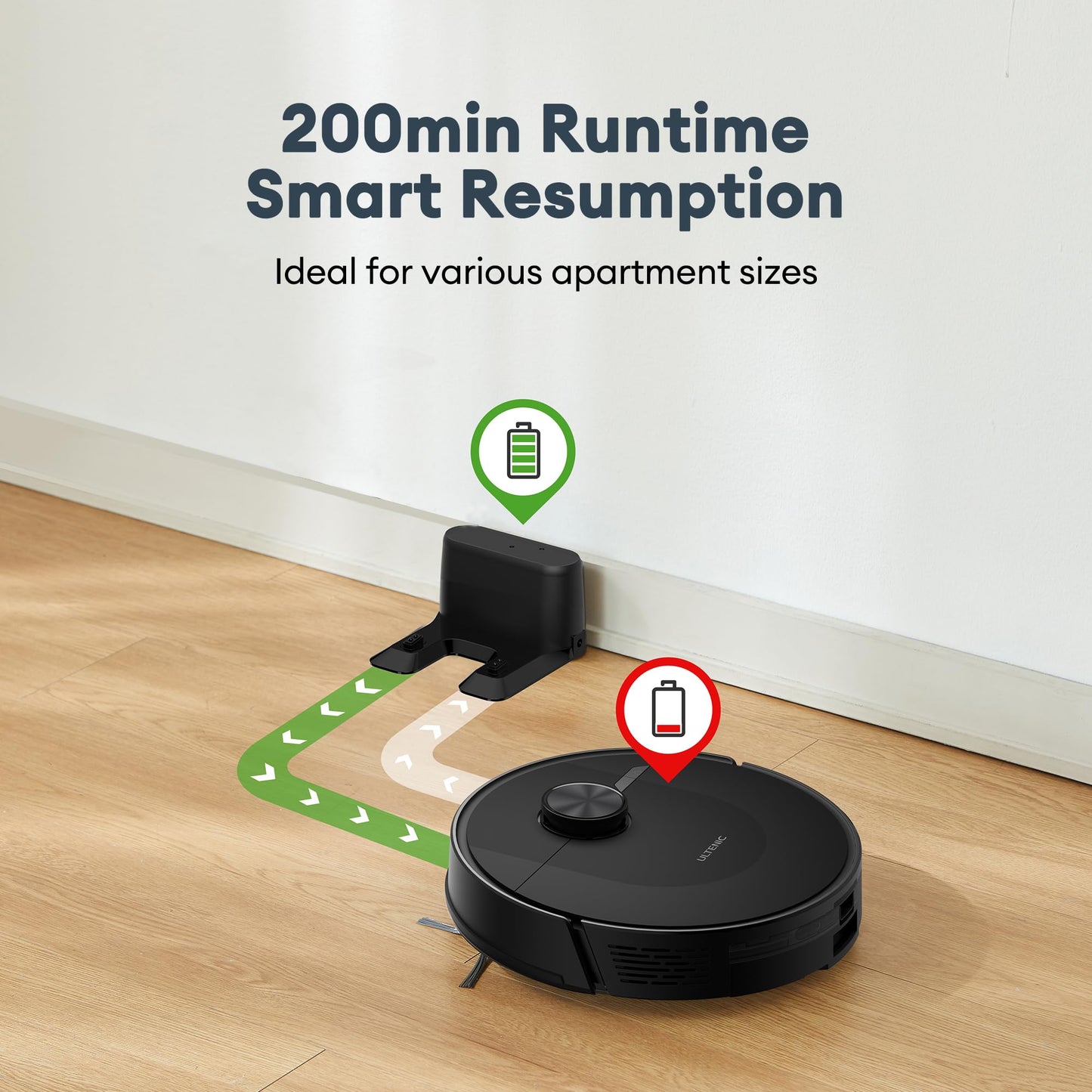 Ultenic 3-in-1 Robot Vacuum and Mop - Black 8000Pa LiDAR