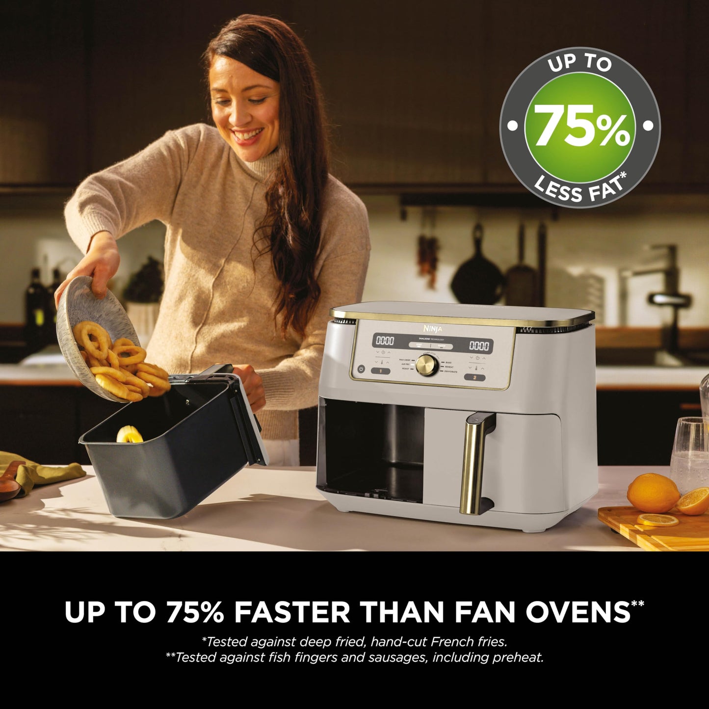 Ninja Foodi MAX Dual Zone Air Fryer 9.5L Stone Gold DZ400UK
