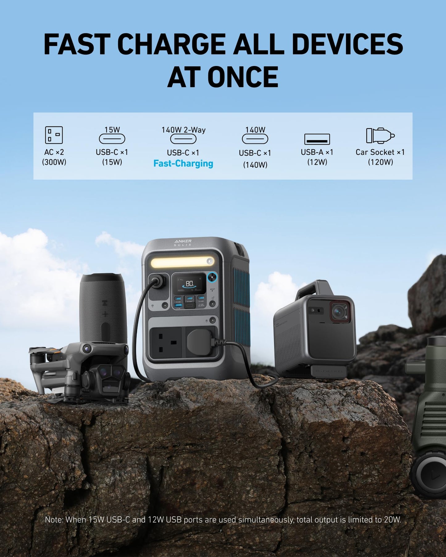 Anker SOLIX C300 Portable Power Station 288Wh 300W