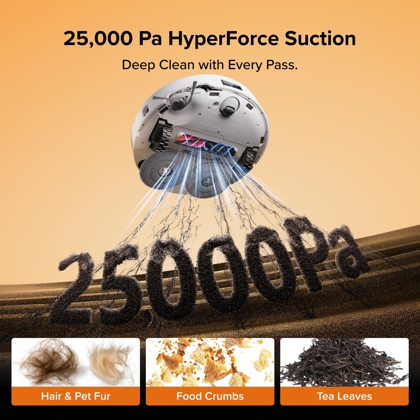 roborock Qrevo Edge 2 Robot Vacuum Cleaner with Mop, 25,000 Pa HyperSuction, Zero-Tangle, 3.14" Ultra-Slim, AI Obstacle Avoidance, FlexiArm Technology, 80ยฐC Hot-Water Mop Washing & Dock Self-Cleaning