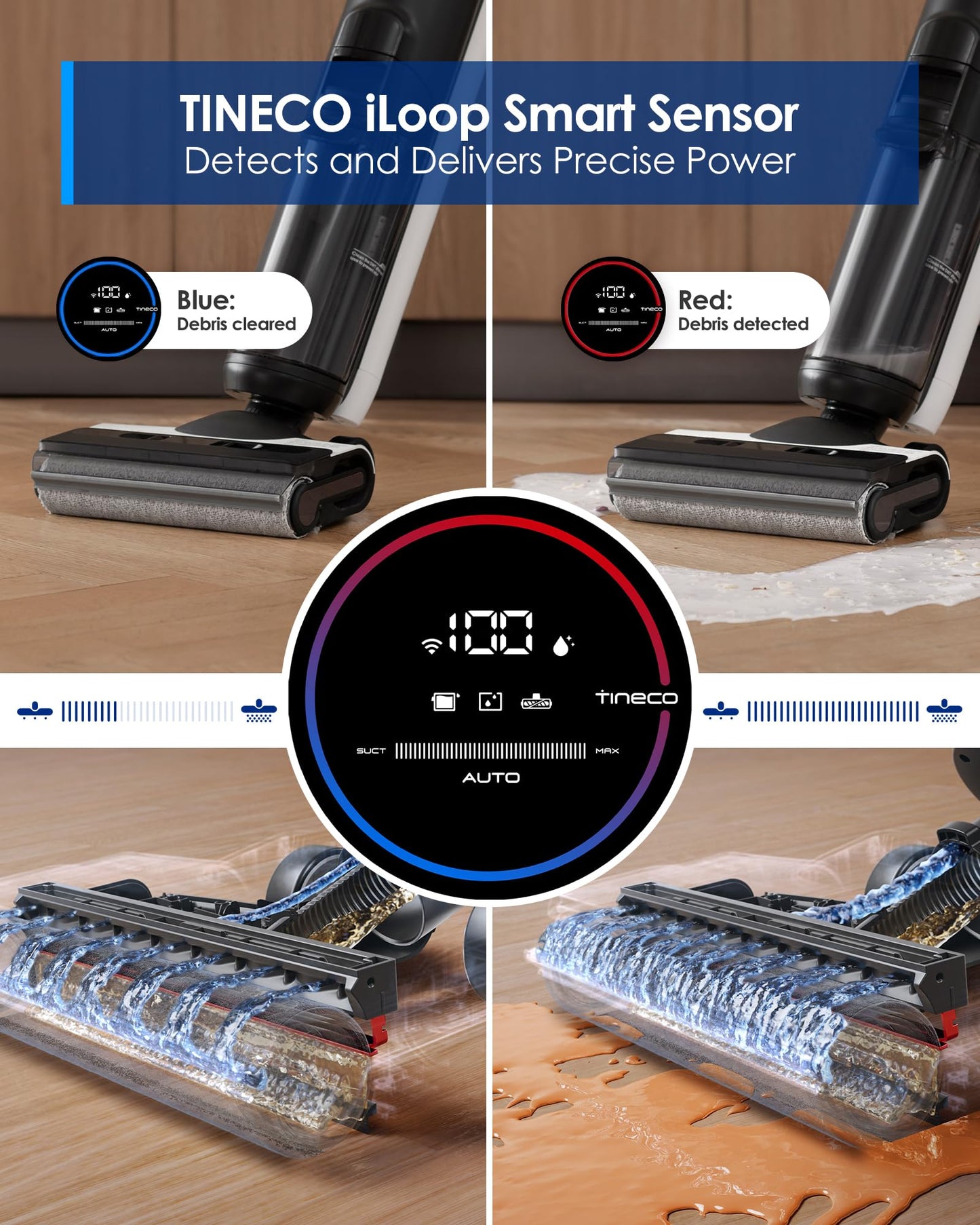 Tineco Floor ONE S6 Cordless Wet Dry Vacuum Floor Cleaner Washer Mop All-in-One for Hard Floors, LED Display, Long Runtime, Dual-Sided Edge Cleaning, Self-Cleaning