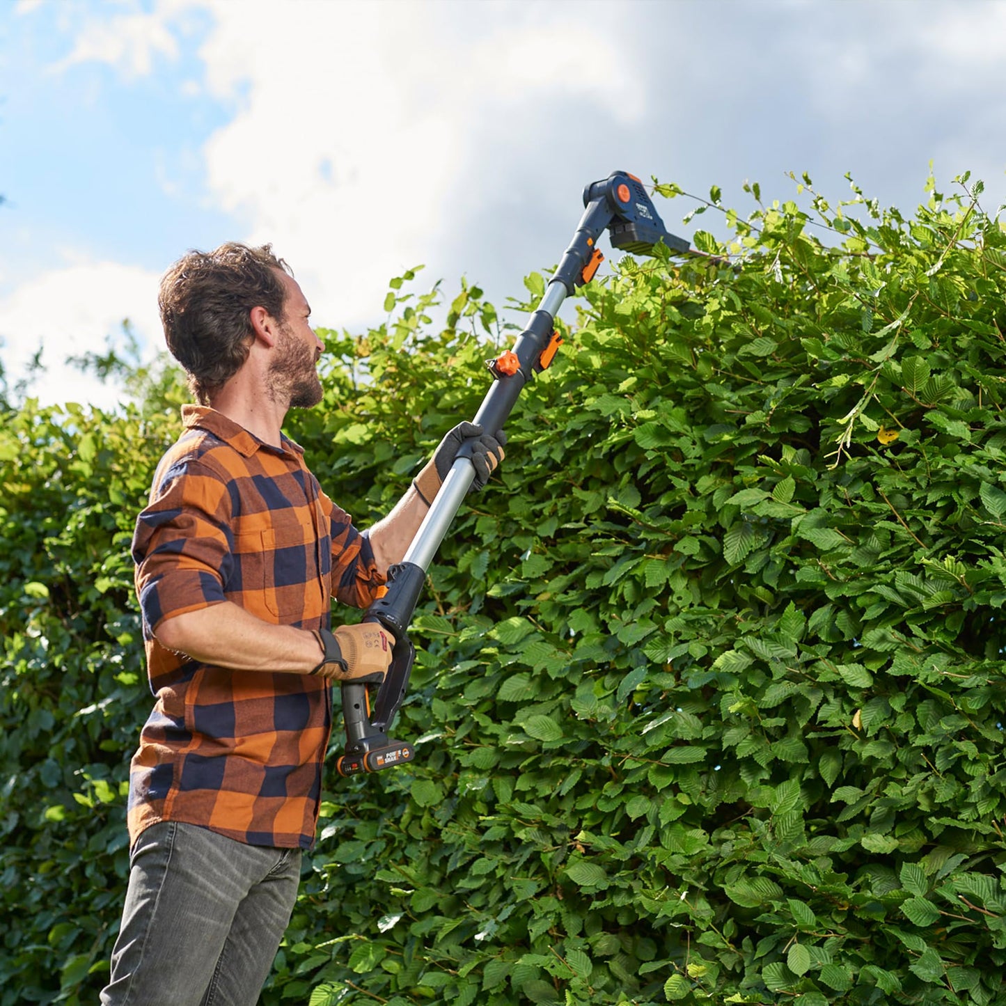 WORX WG252E.9 20V Cordless Pole Hedge Trimmer 45cm, Reach up to 2.8m, Multi-angle adjustable head, Battery And Charger Not Included