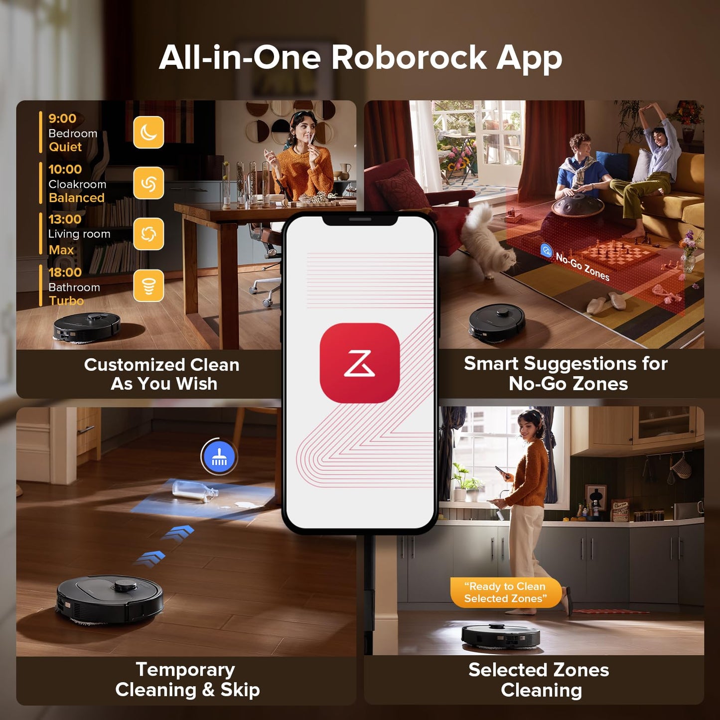 roborock Qrevo Series Robot Vacuum Cleaner with Mop, 10,000Pa Suction, Upgraded from Qrevo S, Dual Anti-Tangle Brushes, Smart Obstacle Avoidance, Auto Mop Washing&Drying, All-in-One Dock,Black(QV 35S)