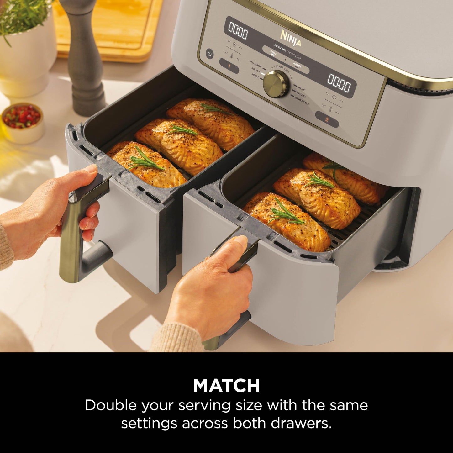 Ninja Foodi MAX Dual Zone Air Fryer 9.5L Stone Gold DZ400UK