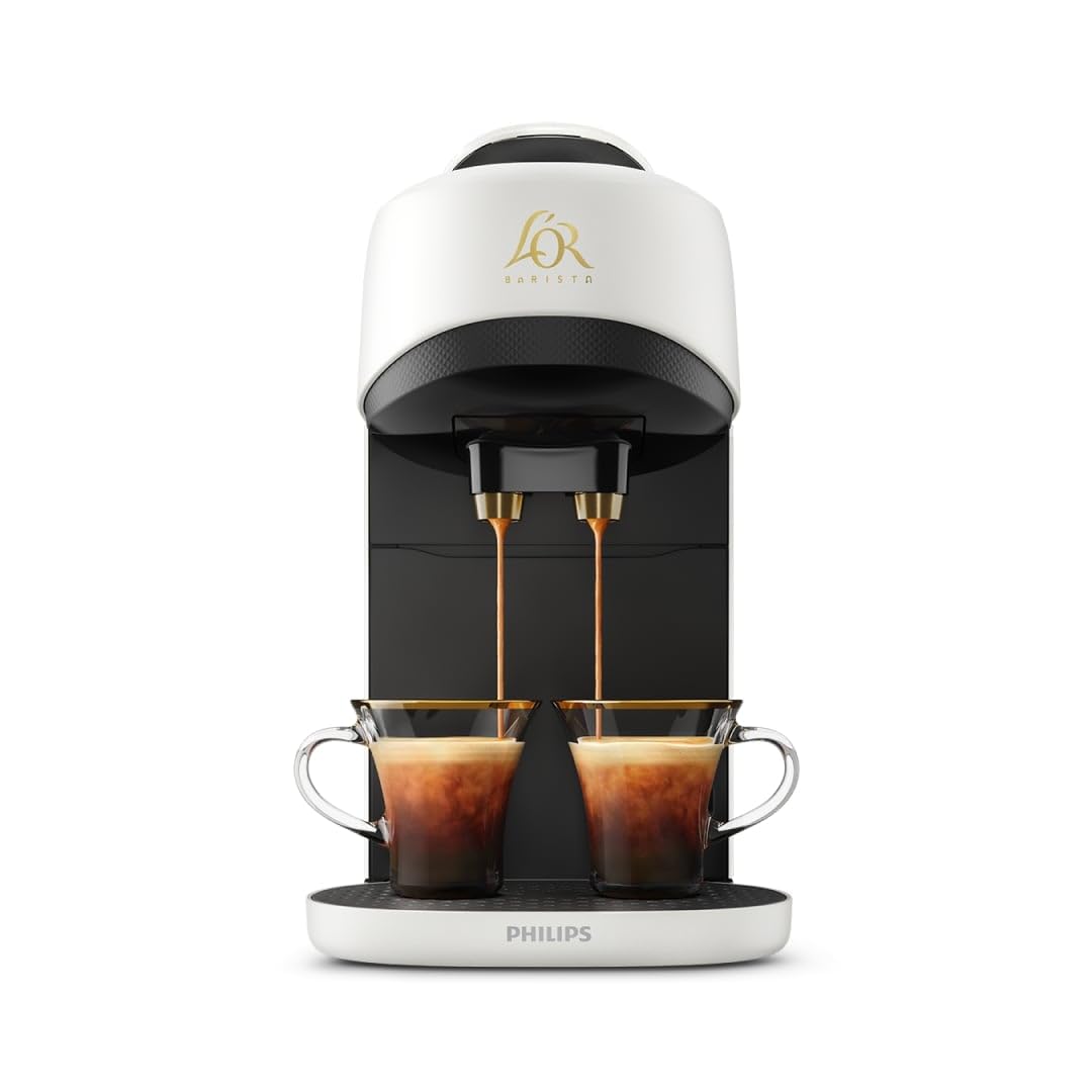 Philips L’OR BARISTA Absolu Capsule Coffee Machine – 19 Bar System, Dual Capsule Recognition, Enjoy Over Ice, Intensity Boost, XXL Capsules Compatible, Satin White (LM9512/00)