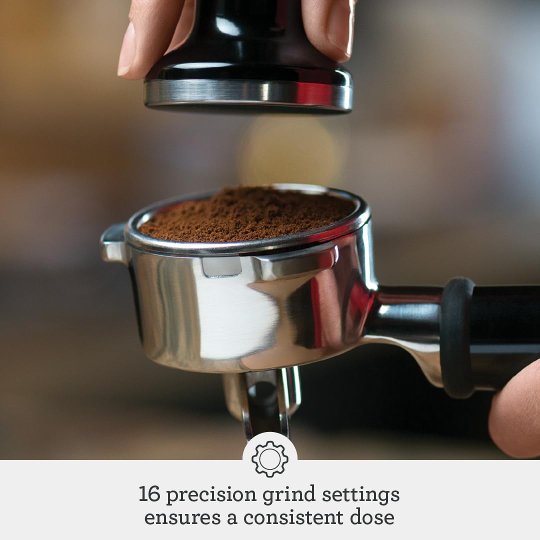 Sage - The Barista Express - Bean to Cup Coffee Machine with Grinder and Manual Milk Frother - 16 Grind Settings, 15 Bar Pump, PID Temp Control, Normal Milk Jug, Stainless Steel