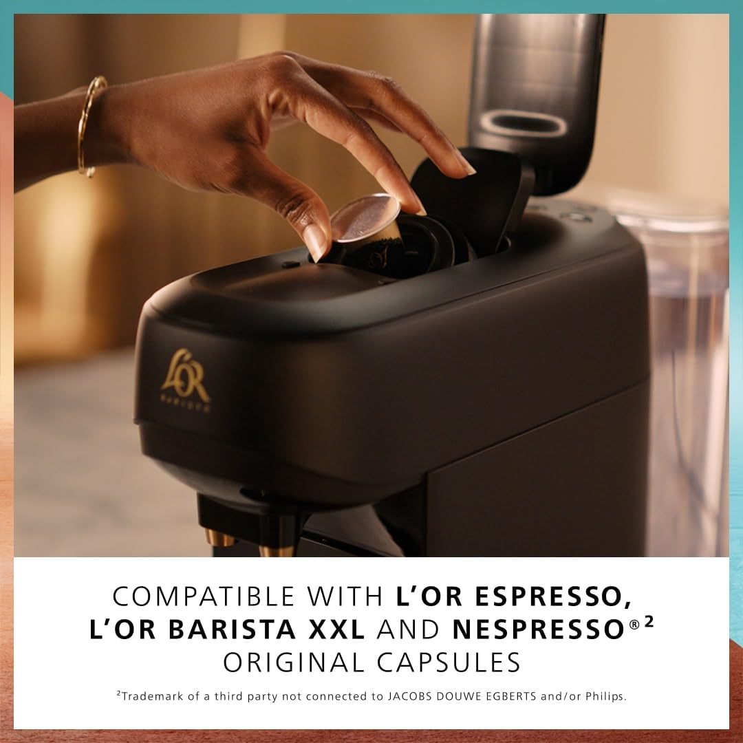 Philips L’OR BARISTA Absolu Capsule Coffee Machine – 19 Bar System, Dual Capsule Recognition, Enjoy Over Ice, Intensity Boost, XXL Capsules Compatible, Satin White (LM9512/00)