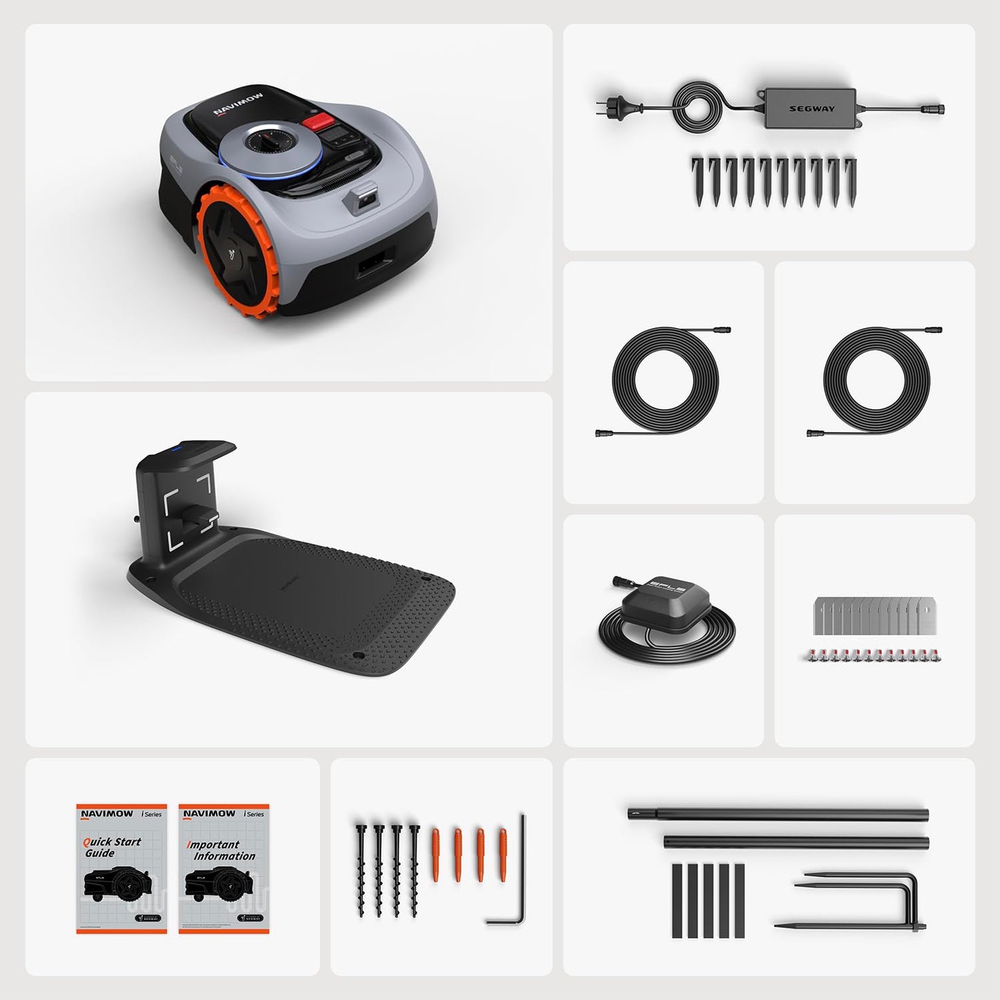 Segway Navimow i105E Robotic Lawn mower without Boundary, Rec. 500 m², Max. 600 m², EFLS 2.0 RTK + Vision Robot Lawnmower, AI Automatic Mapping, Virtual Limiting, Multi-Zone Management