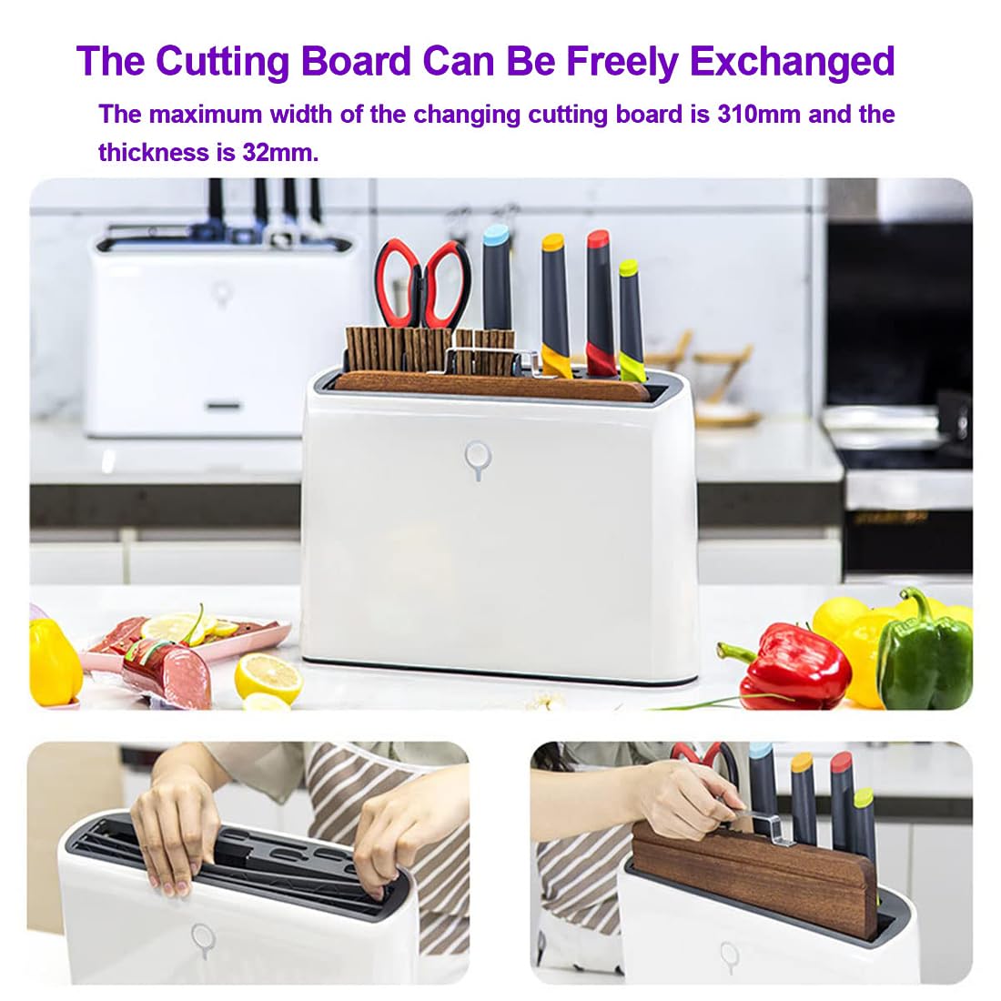 Generic Smart Cutting Board and Knife Set with Drying Holder