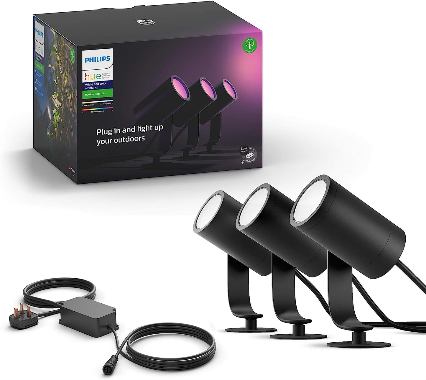 Philips Hue Lily White & Color Ambiance Outdoor Spotlight 3-Pack