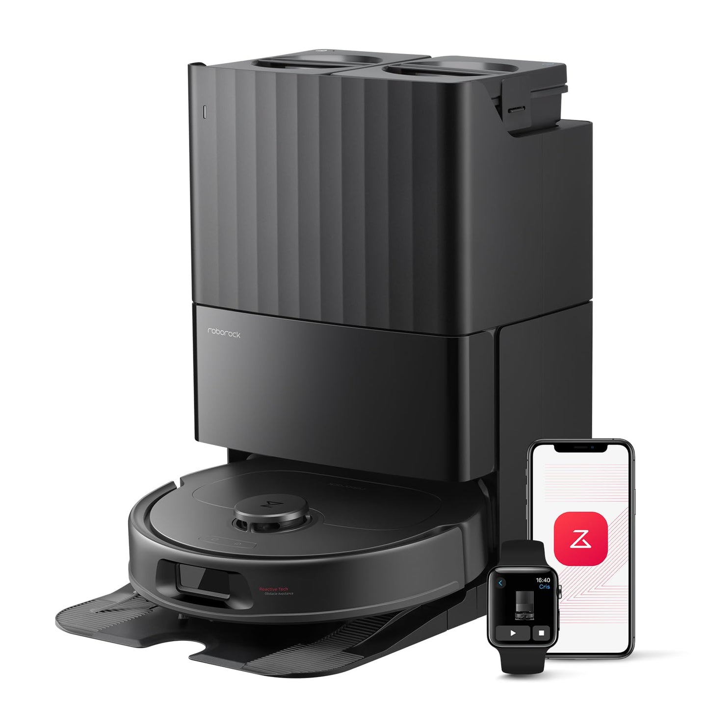 roborock Qrevo Series Robot Vacuum Cleaner with Mop, 10,000Pa Suction, Upgraded from Qrevo S, Dual Anti-Tangle Brushes, Smart Obstacle Avoidance, Auto Mop Washing&Drying, All-in-One Dock,Black(QV 35S)