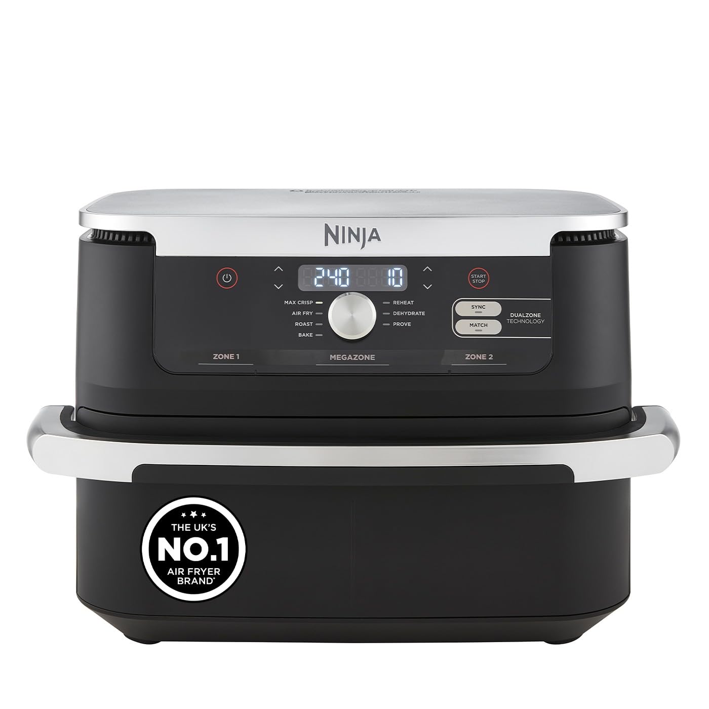 Ninja Foodi FlexDrawer Air Fryer, Dual Zone with Removable Divider, Large 10.4L Drawer, 7-in-1, Air-Fryer Uses No Oil, Air Fry, Roast, Bake, Max Crisp, Non-Stick Dishwasher Safe Parts, Black AF500UK
