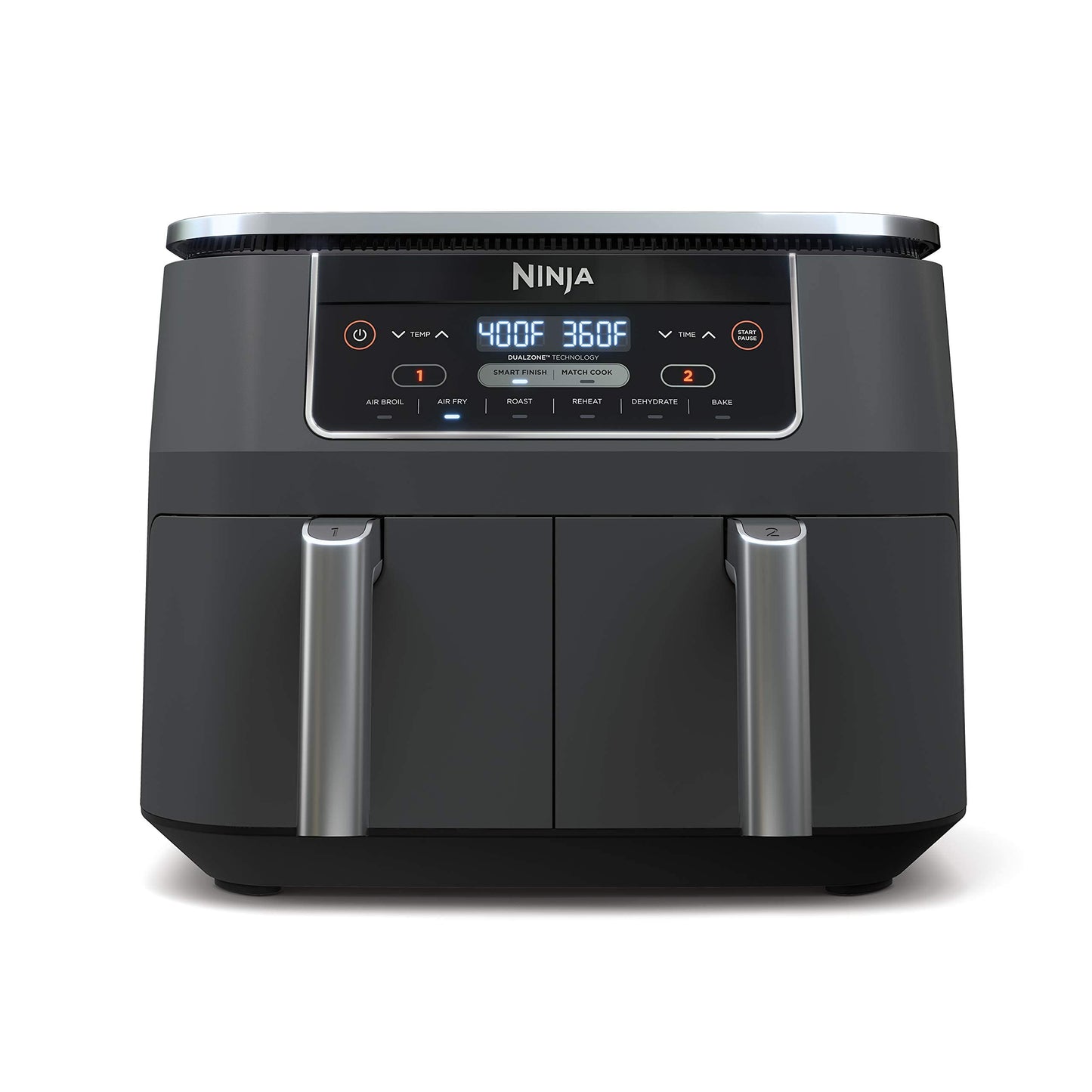 Ninja DZ201 Foodi 6-in-1 2-Basket Air Fryer with DualZone Technology, 8-Quart Capacity, and a Dark Grey Stainless Finish