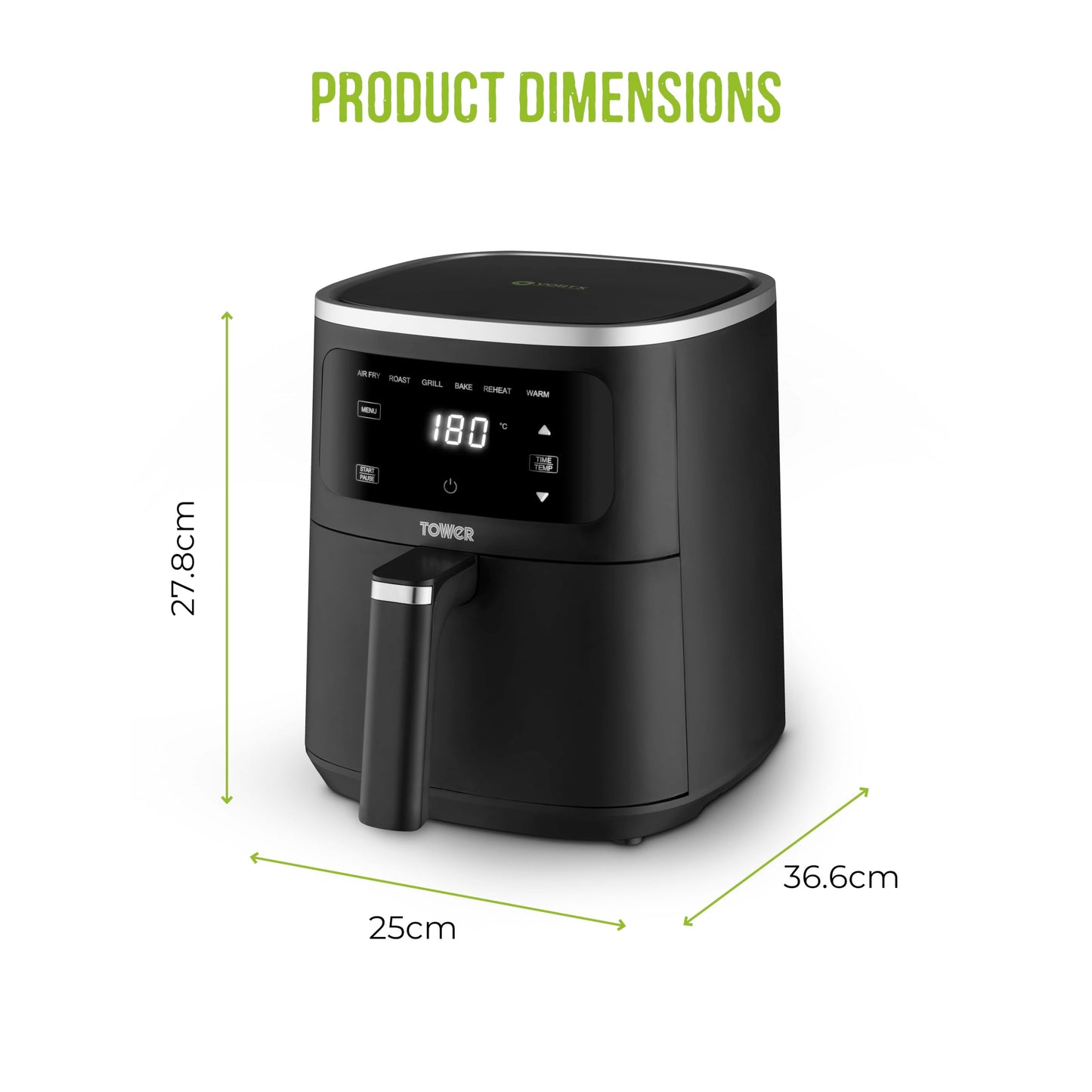 Tower T17205AFR Digital Air Fryer - Black 4L 1300W