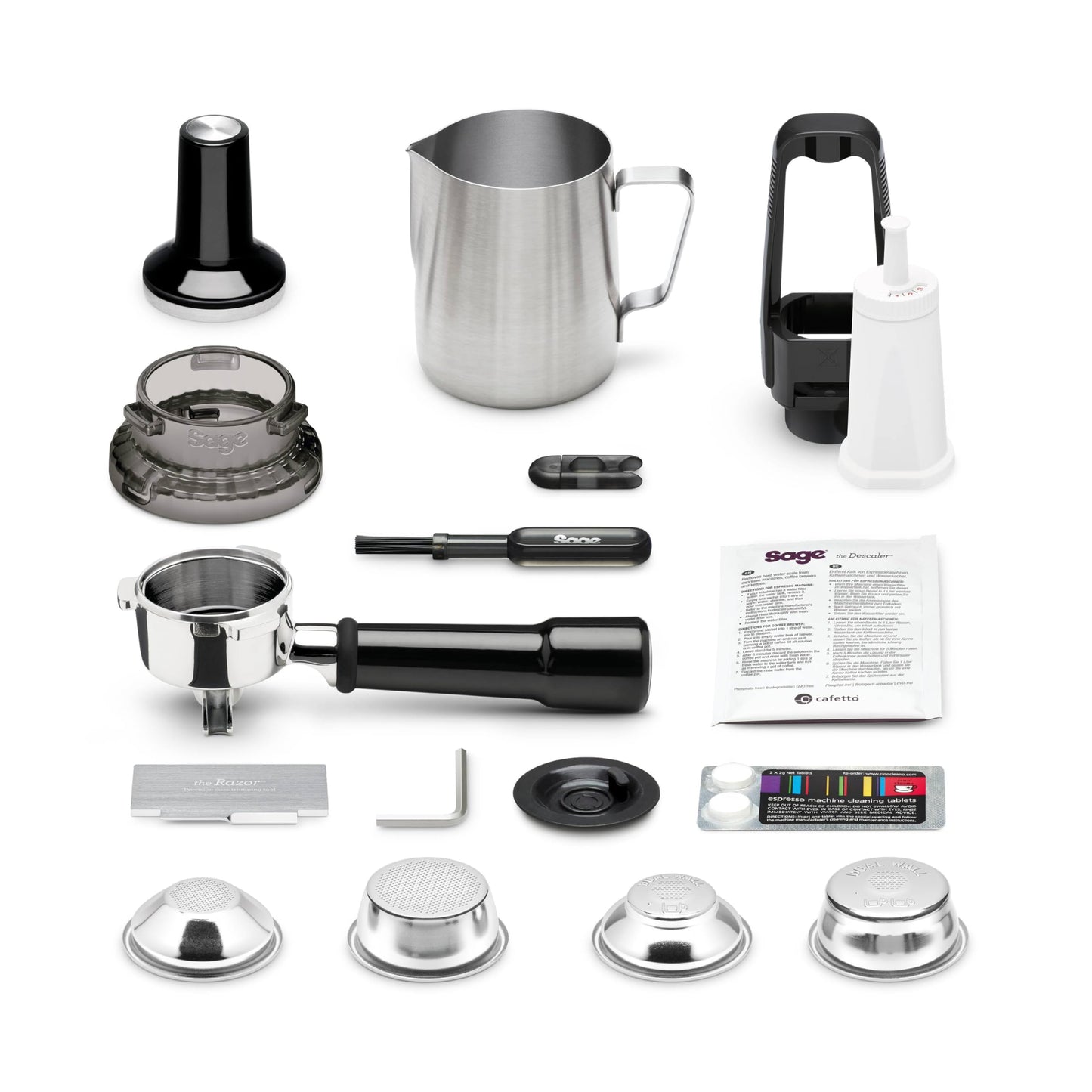 Sage - The Barista Express - Bean to Cup Coffee Machine with Grinder and Manual Milk Frother - 16 Grind Settings, 15 Bar Pump, PID Temp Control, Normal Milk Jug, Stainless Steel