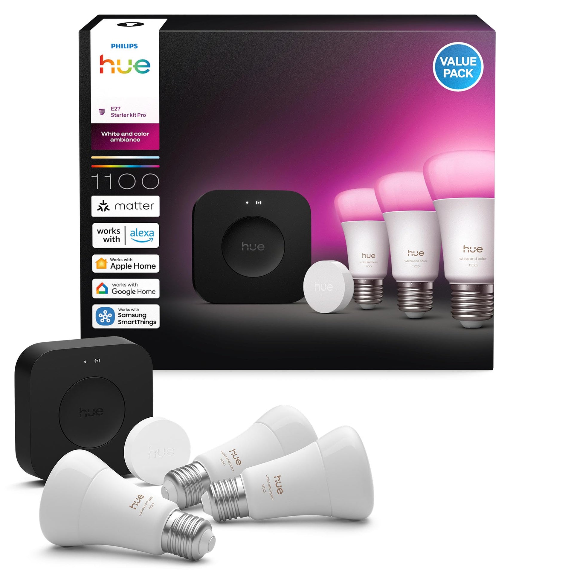 Philips Hue White and Colour Ambience E27 Starter Kit