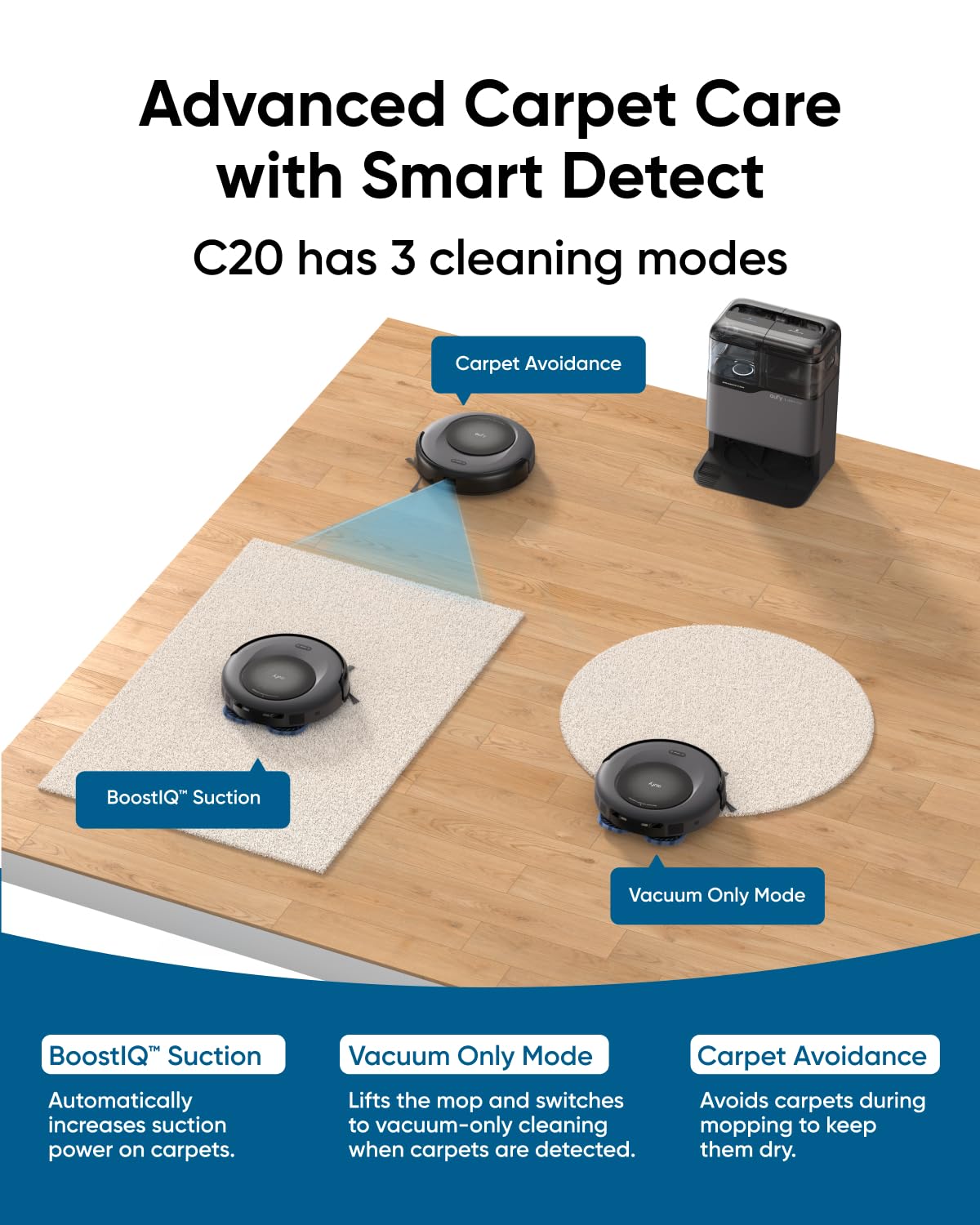 eufy Omni C20, Robot Vacuum Cleaner with Mop, All-in-One Station,7,000 Pa Powerful Suction, Ultra-Slim, Auto Emptying, Washing and Drying for Hands-Free Cleaning, Mop Lifting and Carpet Detection