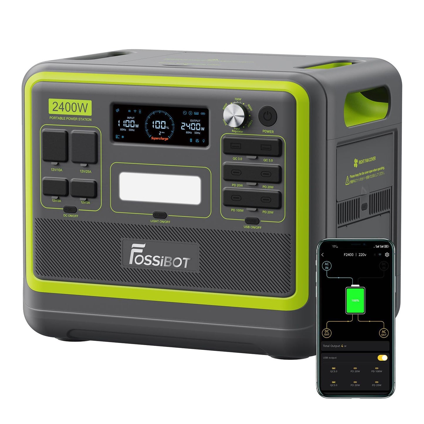 Fossibot F2400 Portable Power Station 2400W 2048Wh Green