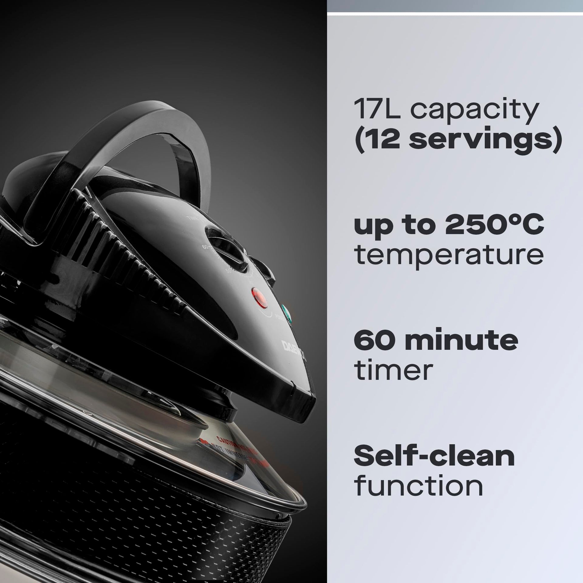 Daewoo 17L Halogen Air Fryer Oven - Black 1300W