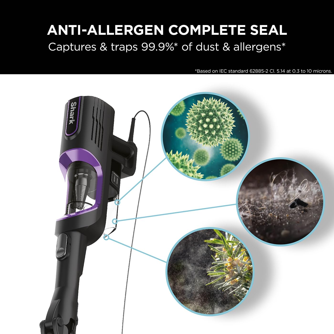 Shark Corded Stick Vacuum Cleaner with Anti Hair Wrap and DuoClean Floorhead, Flexible Vacuum Cleaner with Anti-Allergen Complete Seal, 2 Attachments, 10m Cord, Purple HZ500UK