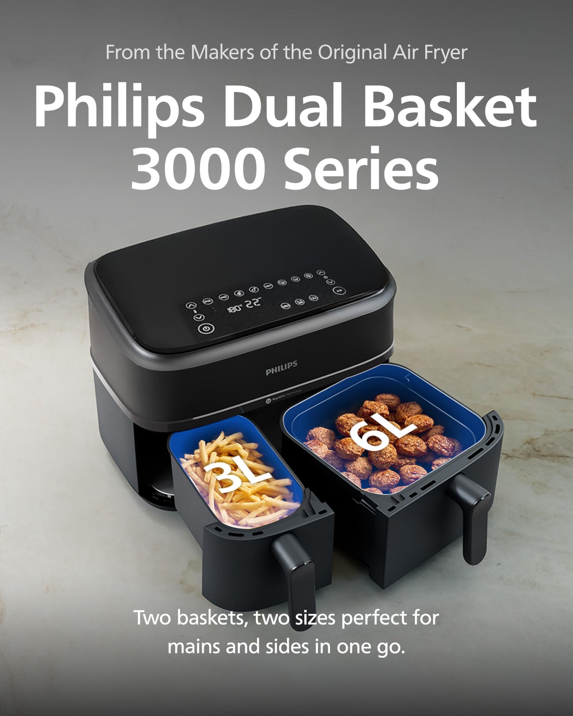 Philips Airfryer 3000 Series Dual Basket NA350/00 Black