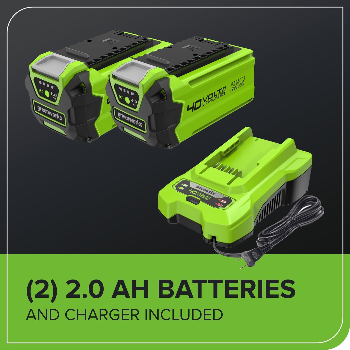 Greenworks 40V Cordless Lawnmower for Lawns up to 400m², 35cm Cutting Width, 40L Bag PLUS Two 40V 2Ah Batteries & One Charger, 3 Year Guarantee-G40LM35K2X, Green