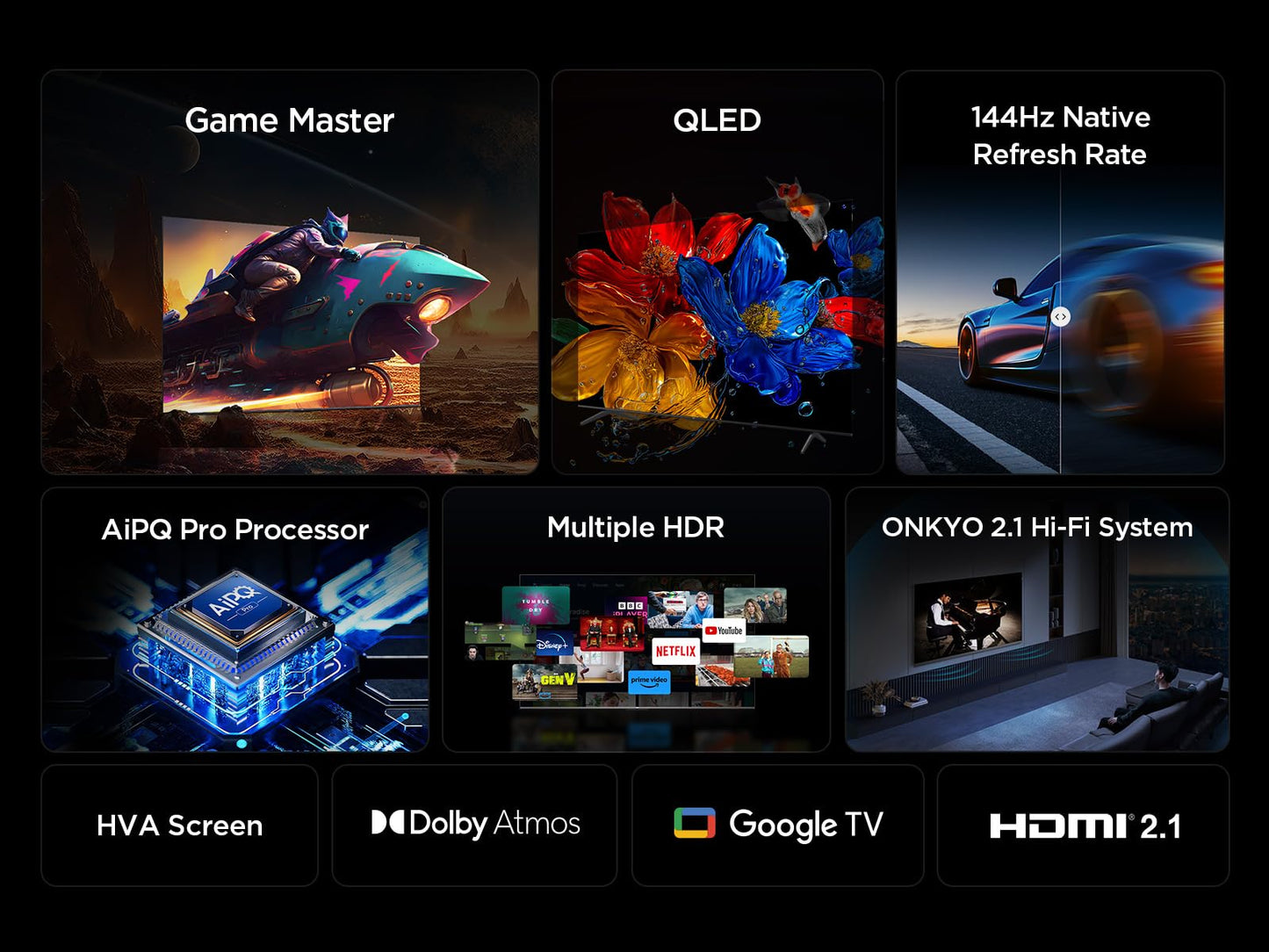 TCL 85T8C-UK 85" 4K QLED 144Hz Gaming Google TV