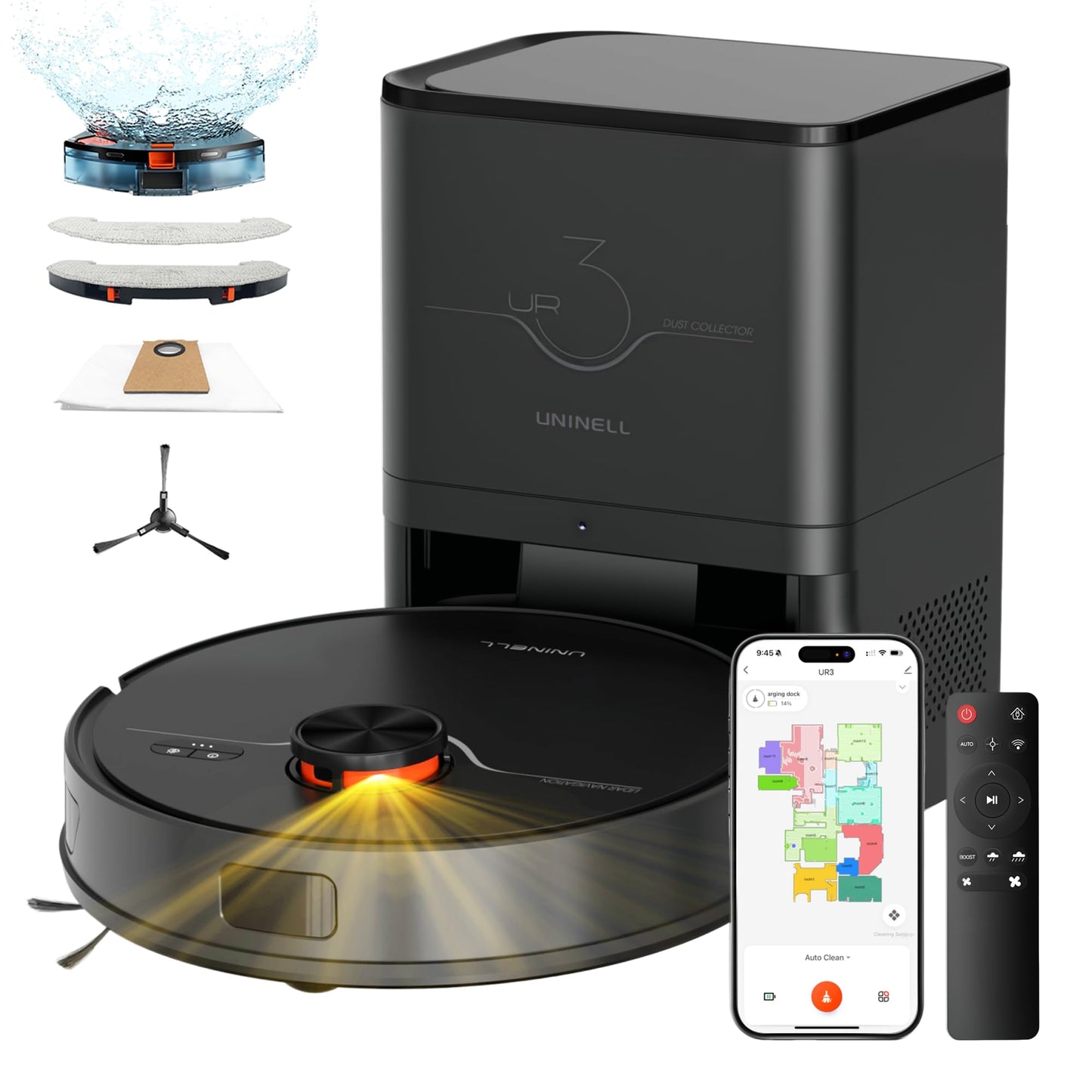 Uninell UR3 Robot Vacuum and Mop with Self-Empty Station