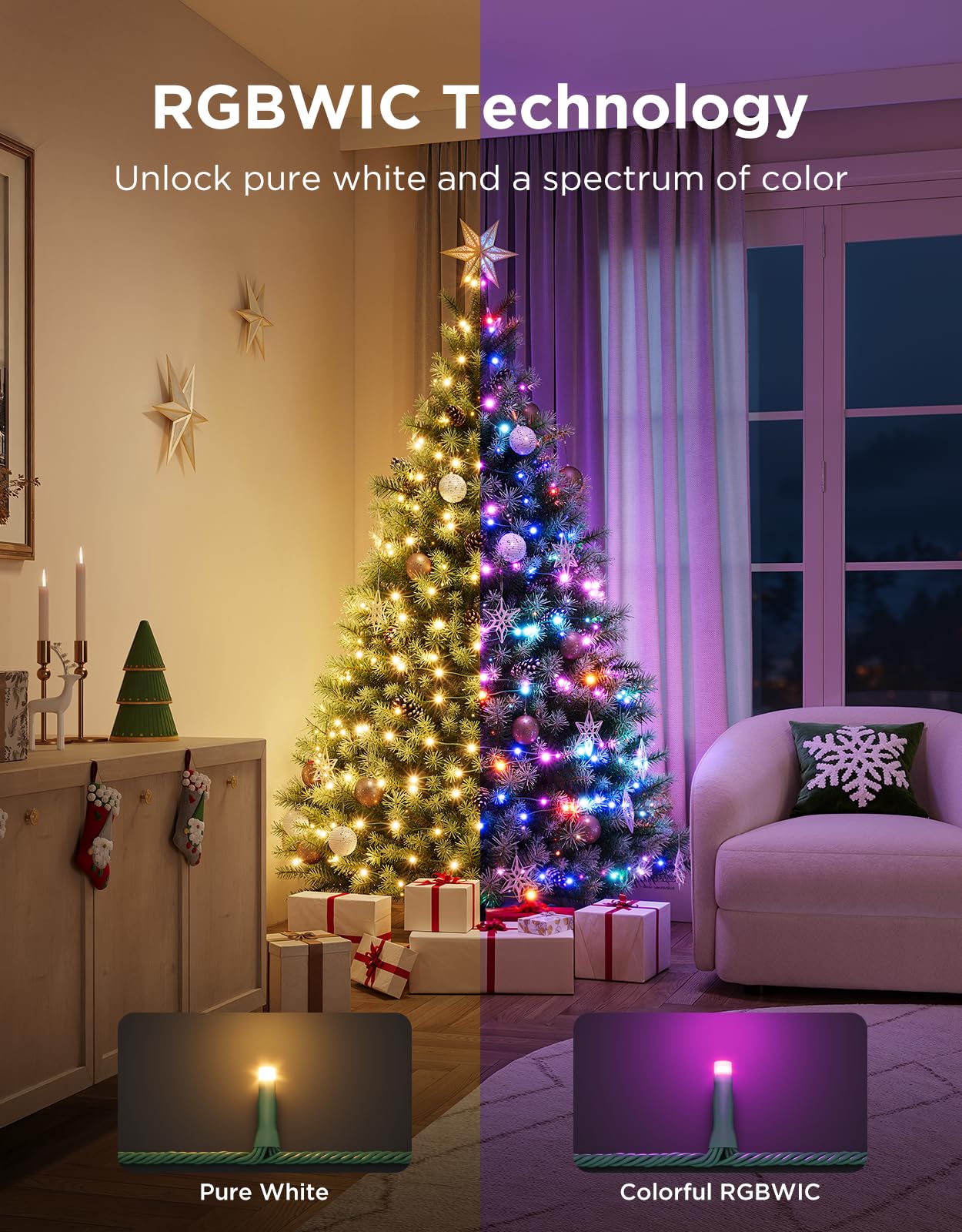 Govee Christmas Sparkle String Lights - 30m RGBWIC 375 LEDs