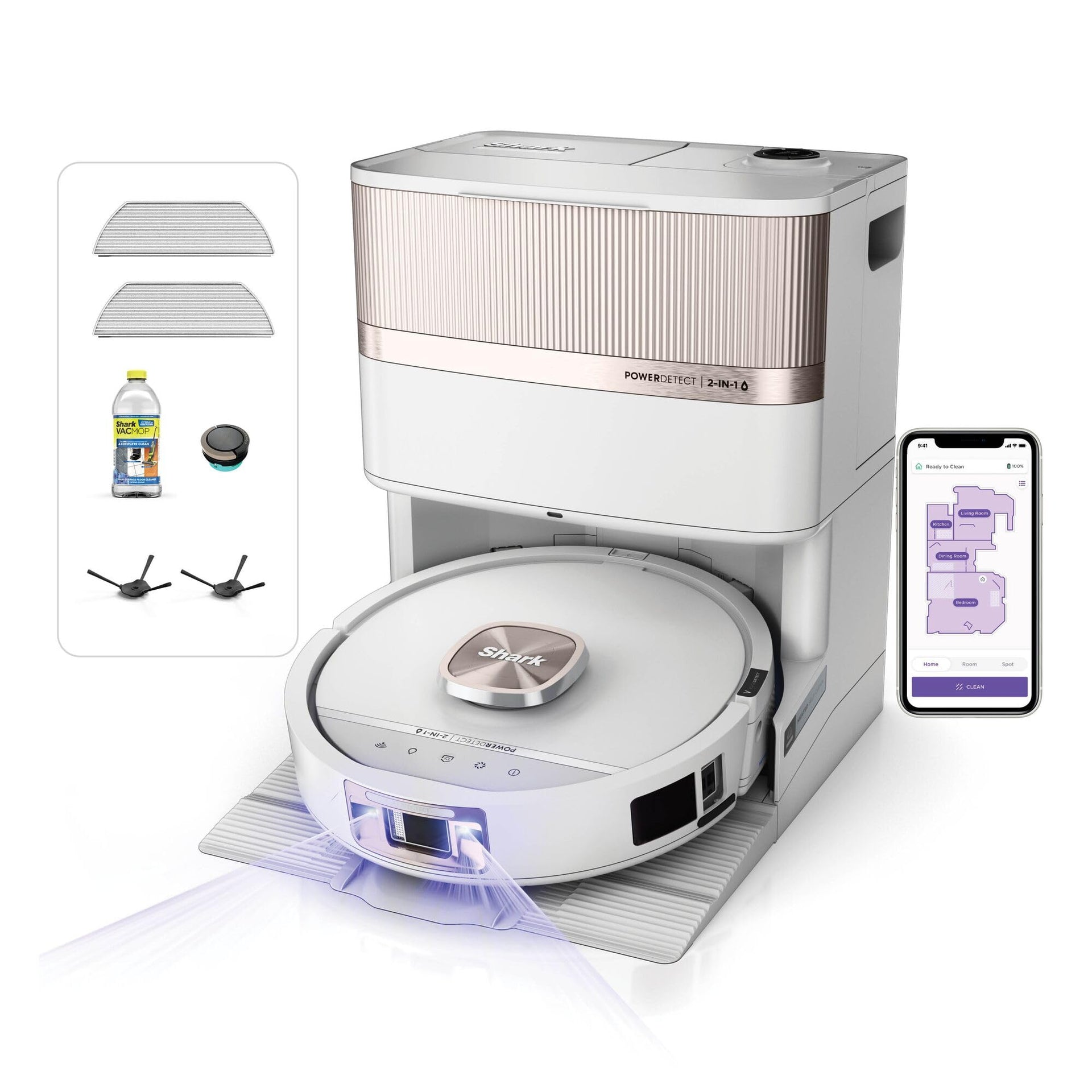 Shark PowerDetect UV Reveal Robot Vacuum & Mop - White