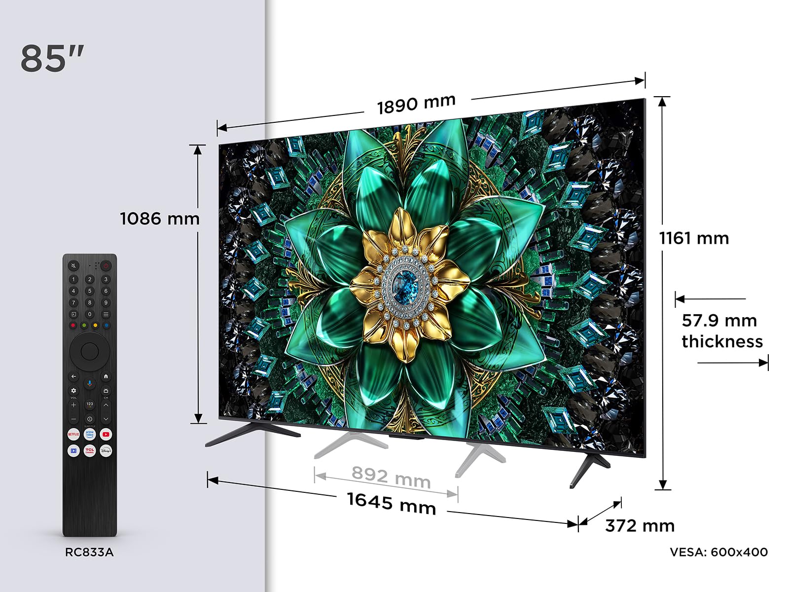 TCL 85Q6C-UK 85" QD-Mini LED 4K Google TV (2025)